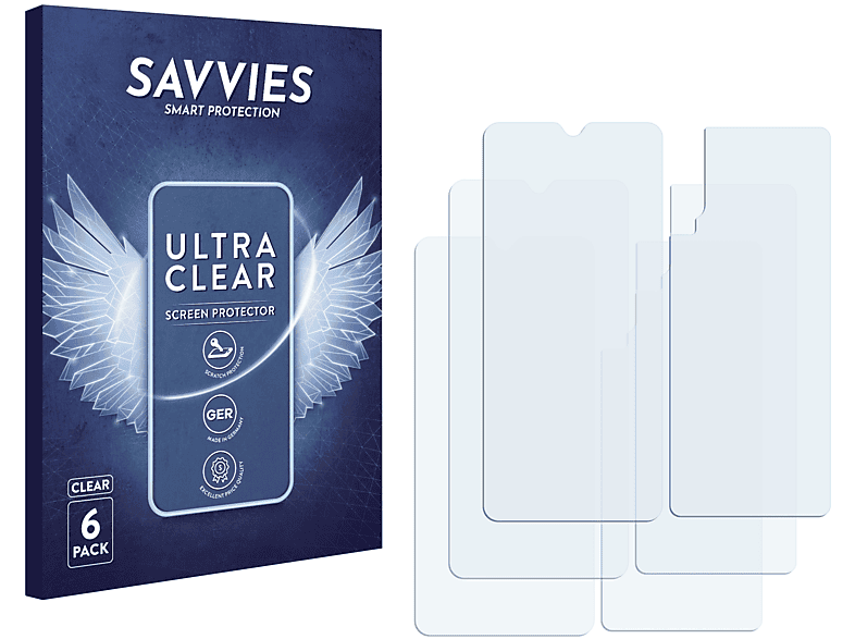 SAVVIES 6x klare Schutzfolie(für Xiaomi Mi 9 Lite)