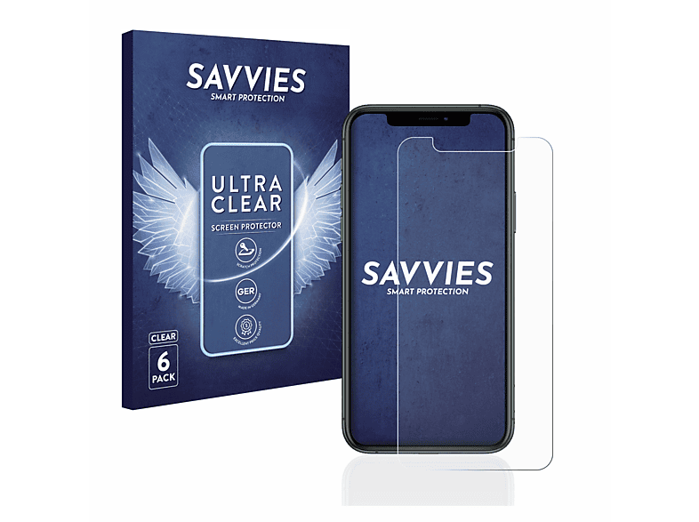 SAVVIES 6x iPhone klare Schutzfolie(für Apple 11 Pro)