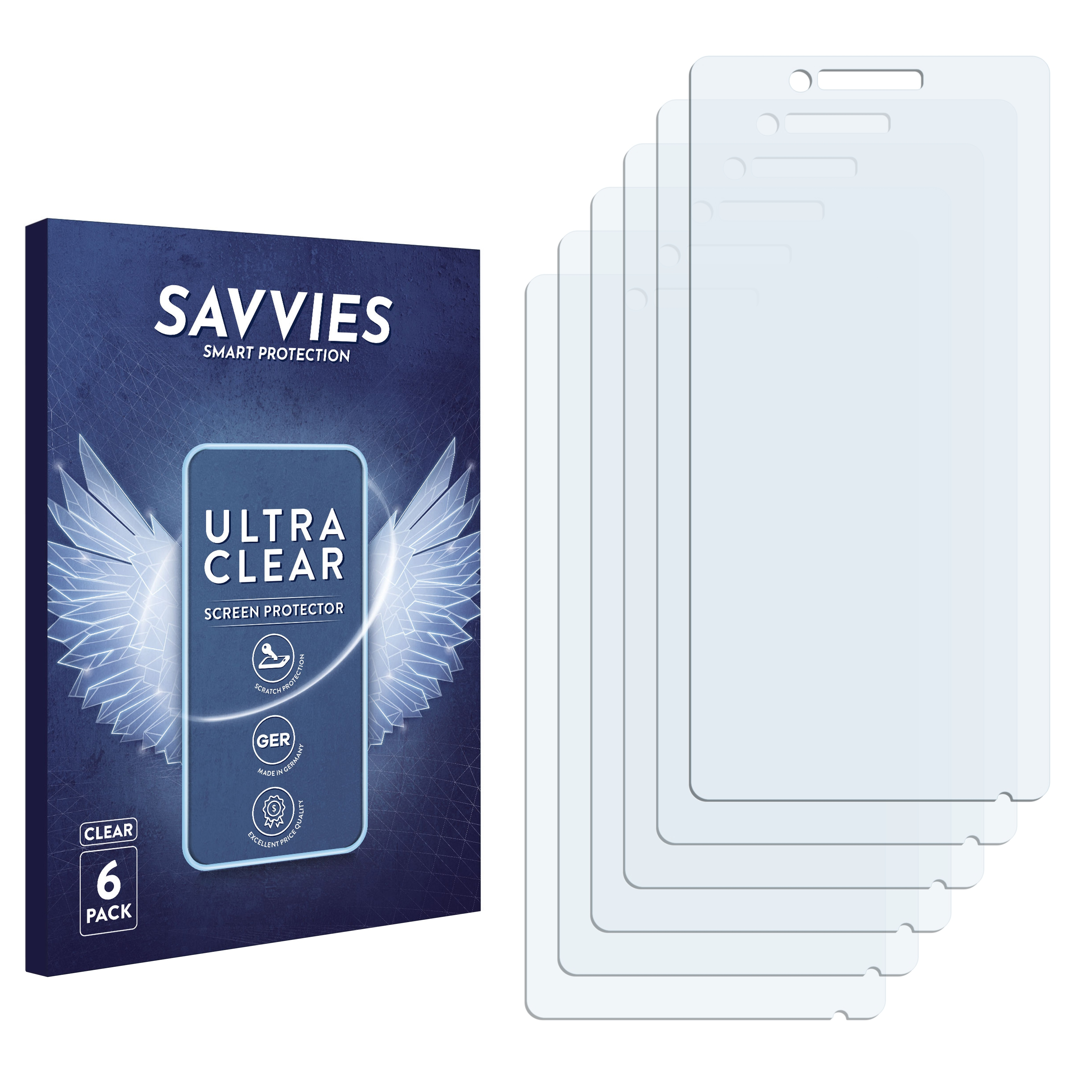 SAVVIES 6x MultiPhone DUO PAP5451DUO) Schutzfolie(für 5451 klare Prestigio