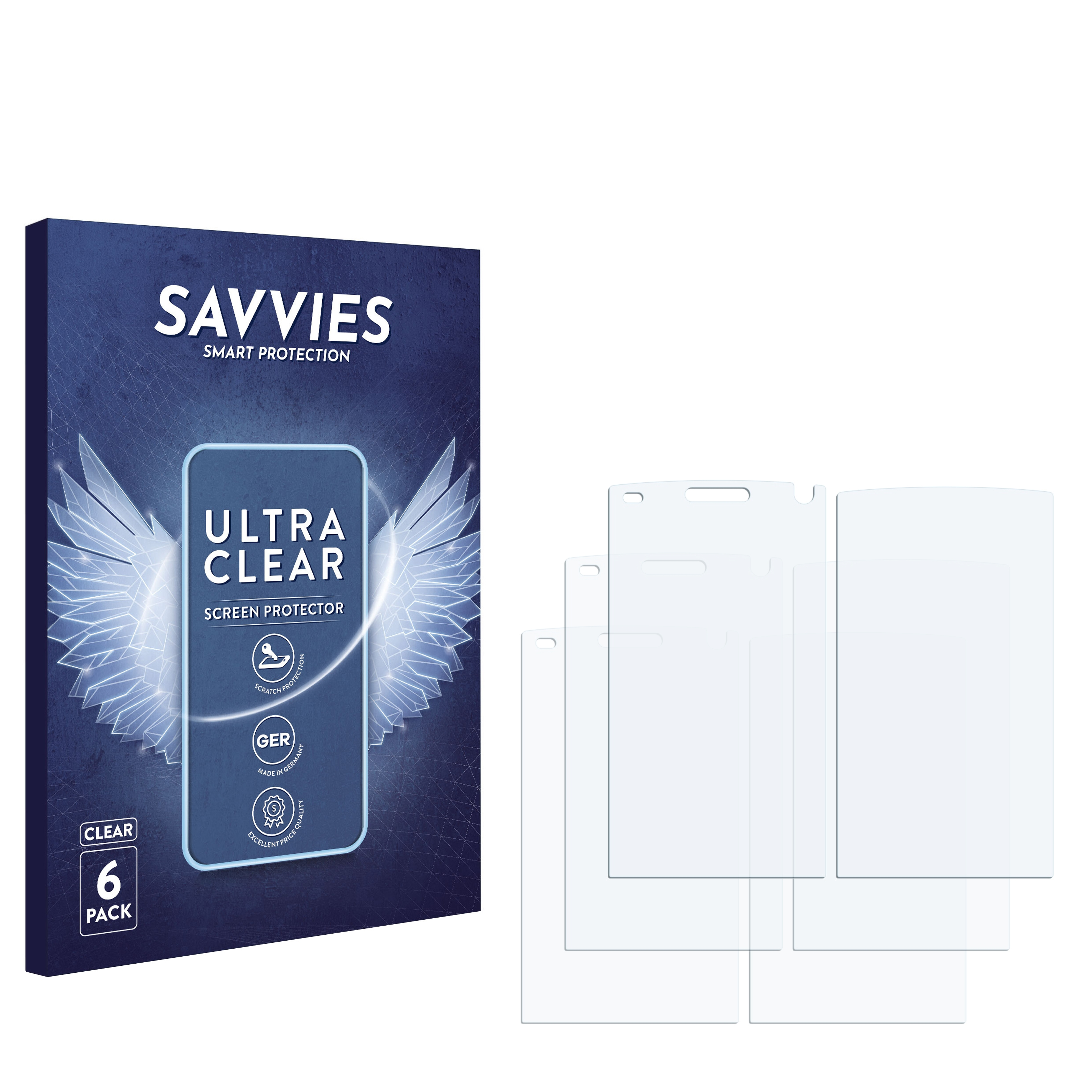 SAVVIES 6x klare Schutzfolie(für V989) Philips Xenium