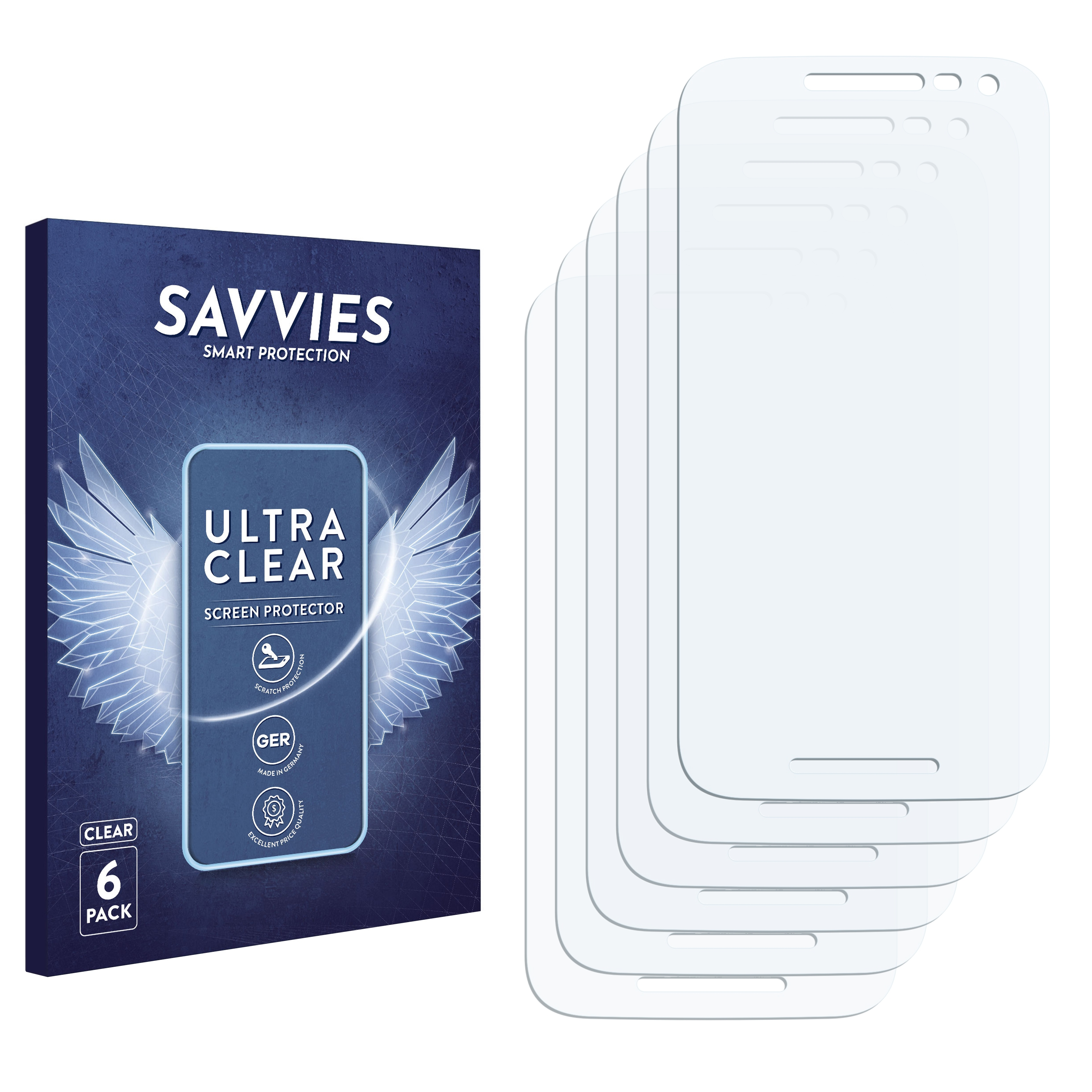 SAVVIES 6x klare Schutzfolie(für Motorola 2015) G3 Moto