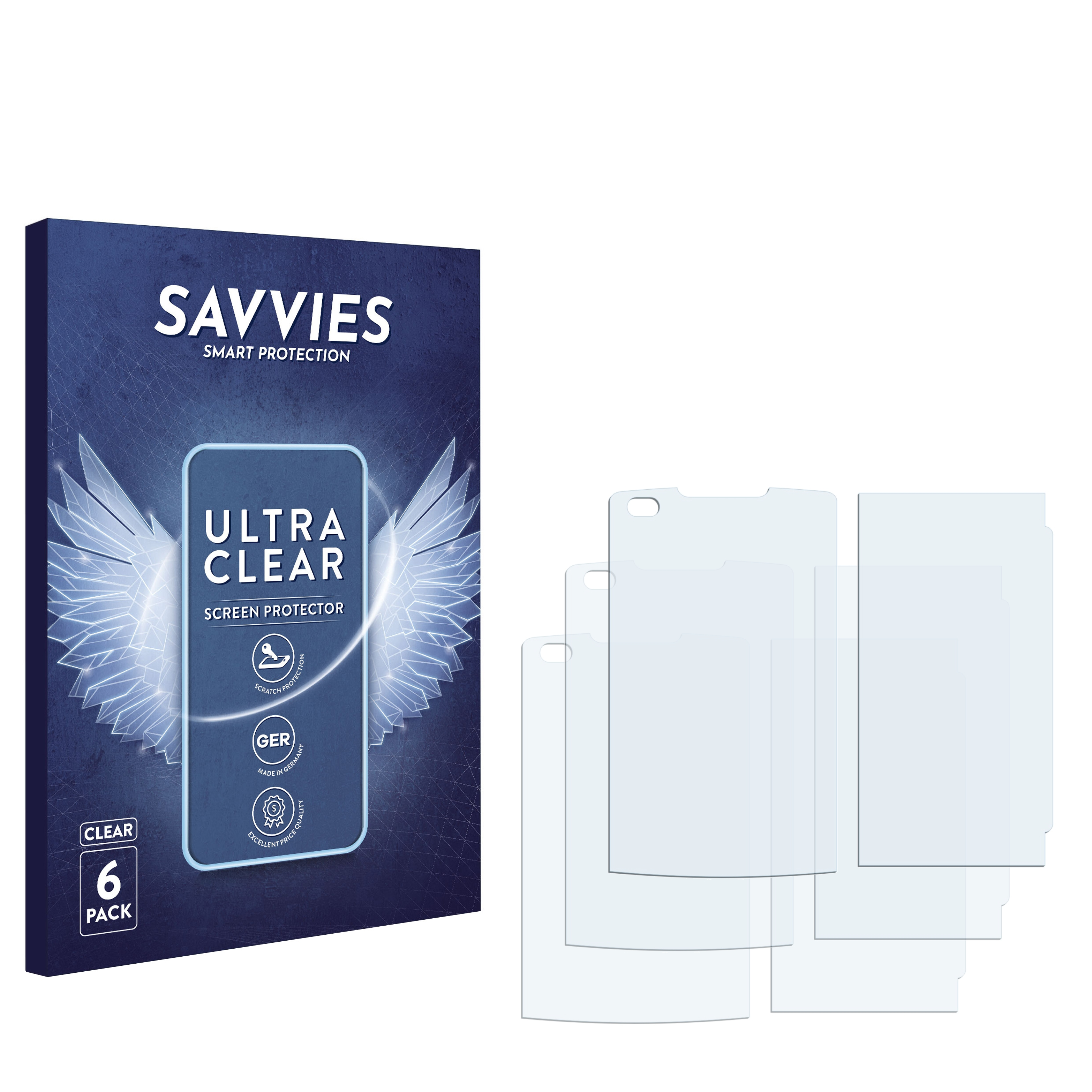 SAVVIES 6x Electronics klare VX-11000 Schutzfolie(für Touch) LG enV