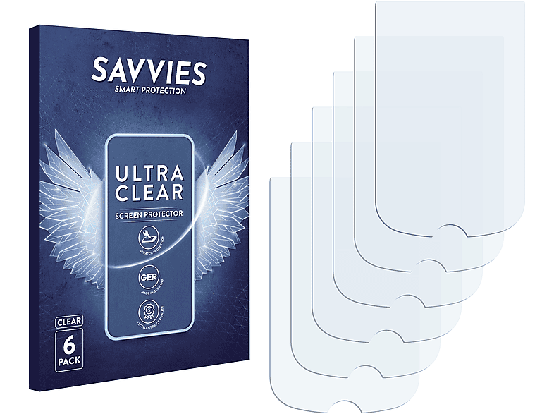 SAVVIES 6x klare Schutzfolie(für Mitac Mio Cyclo 505)