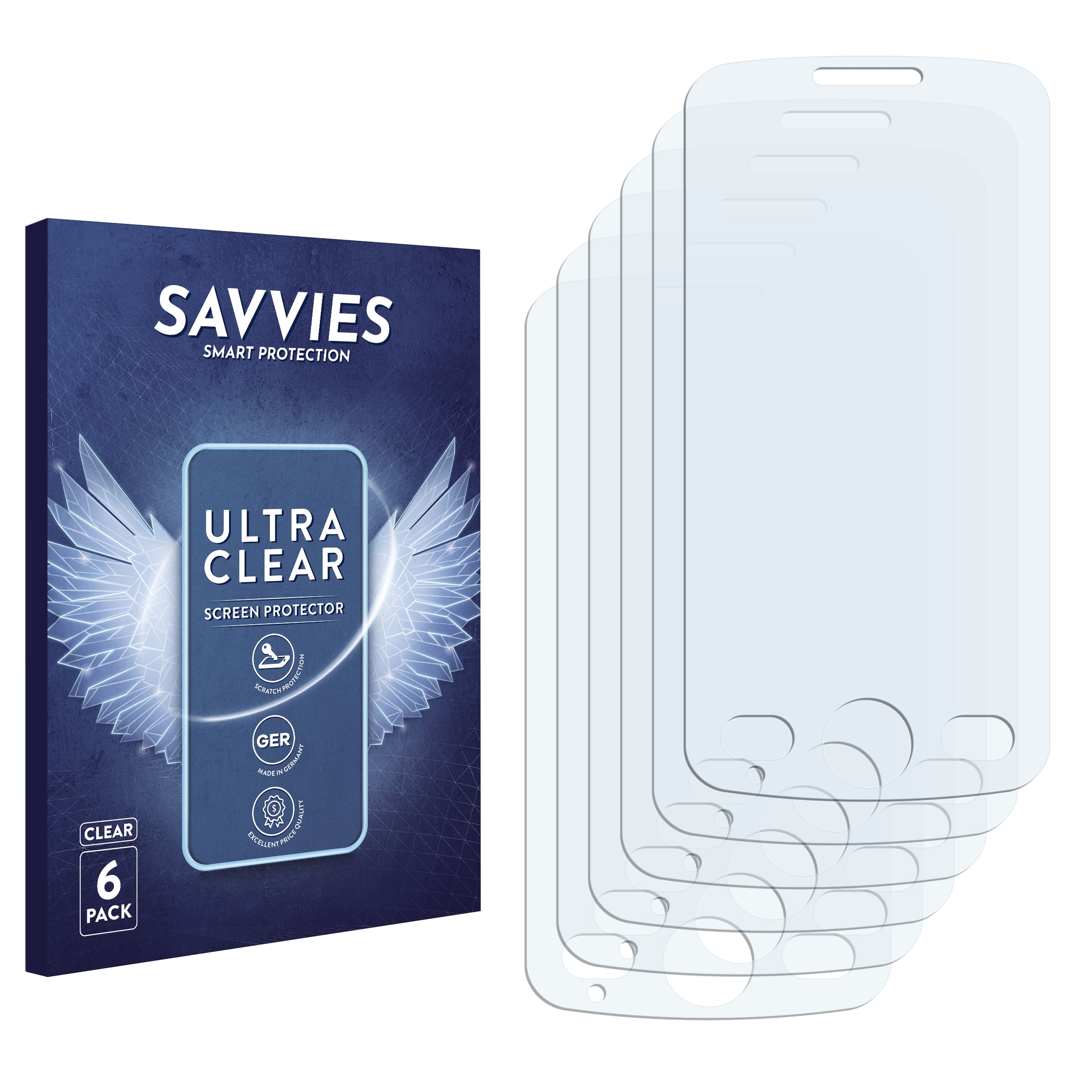 SAVVIES XT3) Motorola Schutzfolie(für Quench klare 6x