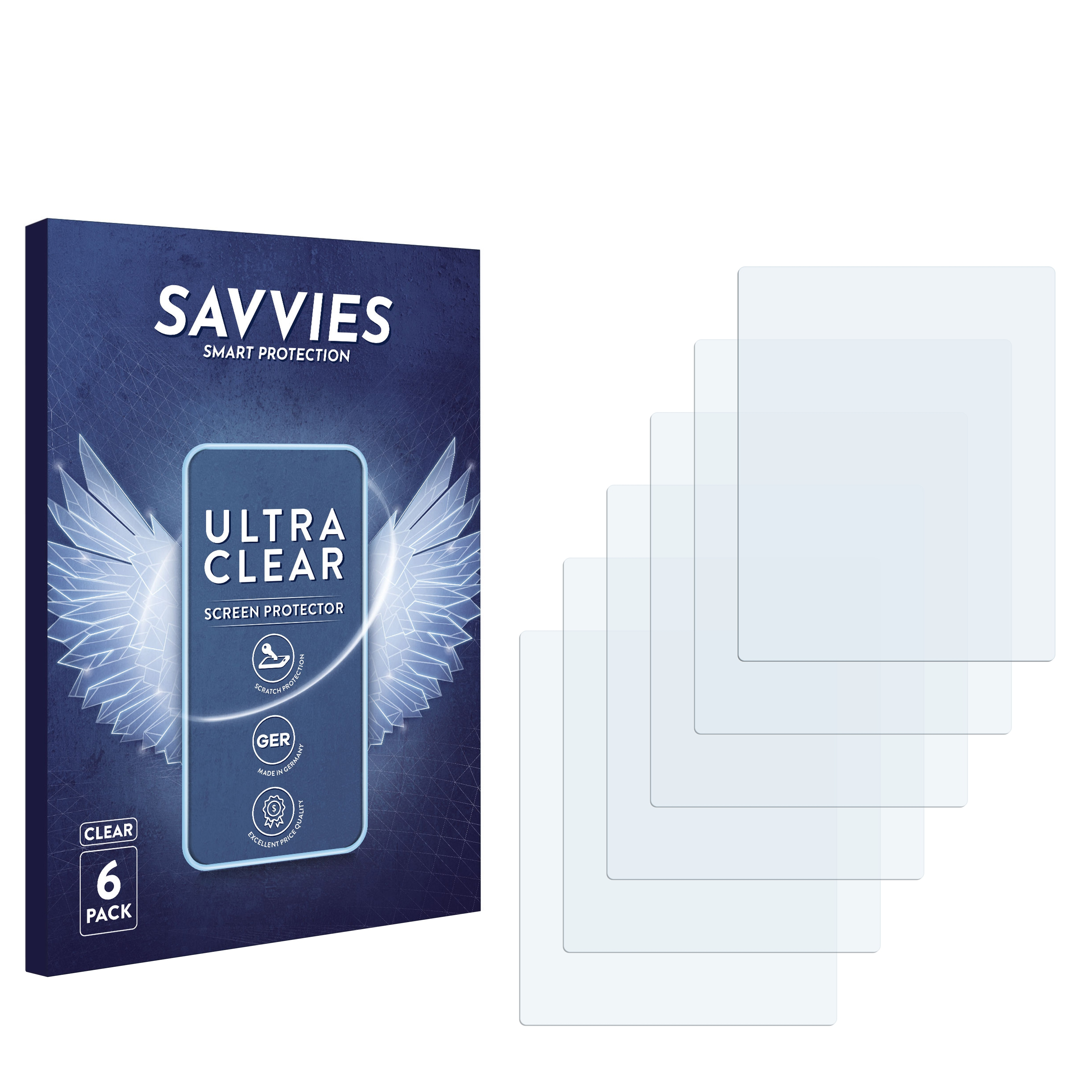 SAVVIES 6x klare eBook Reader Schutzfolie(für Paperback) Italica