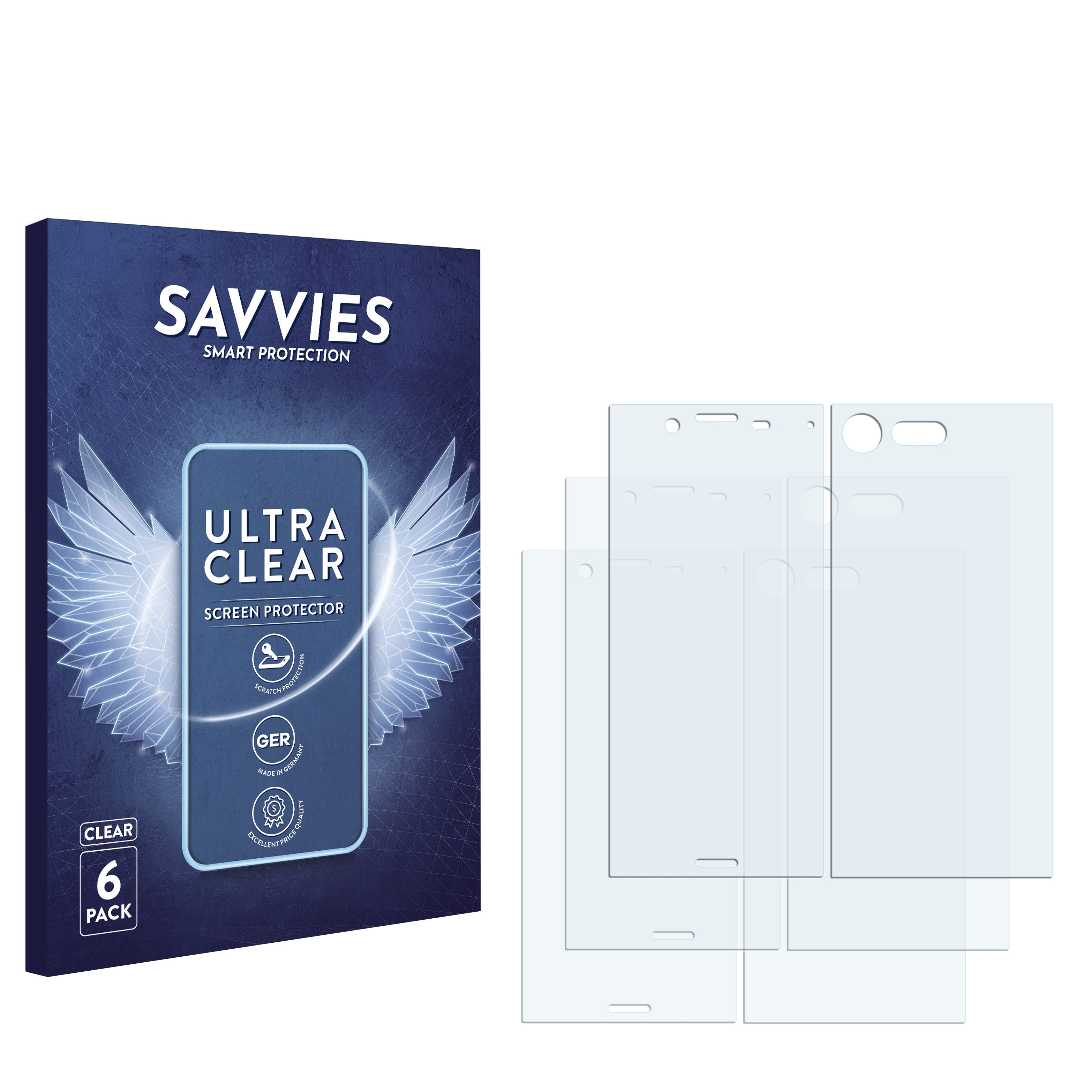 SAVVIES 6x klare Schutzfolie(für Sony X Compact) Xperia