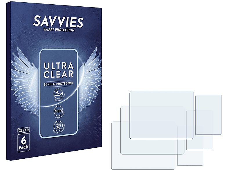 SAVVIES 6x klare Schutzfolie(für Yakumo Mega-Image 610x)