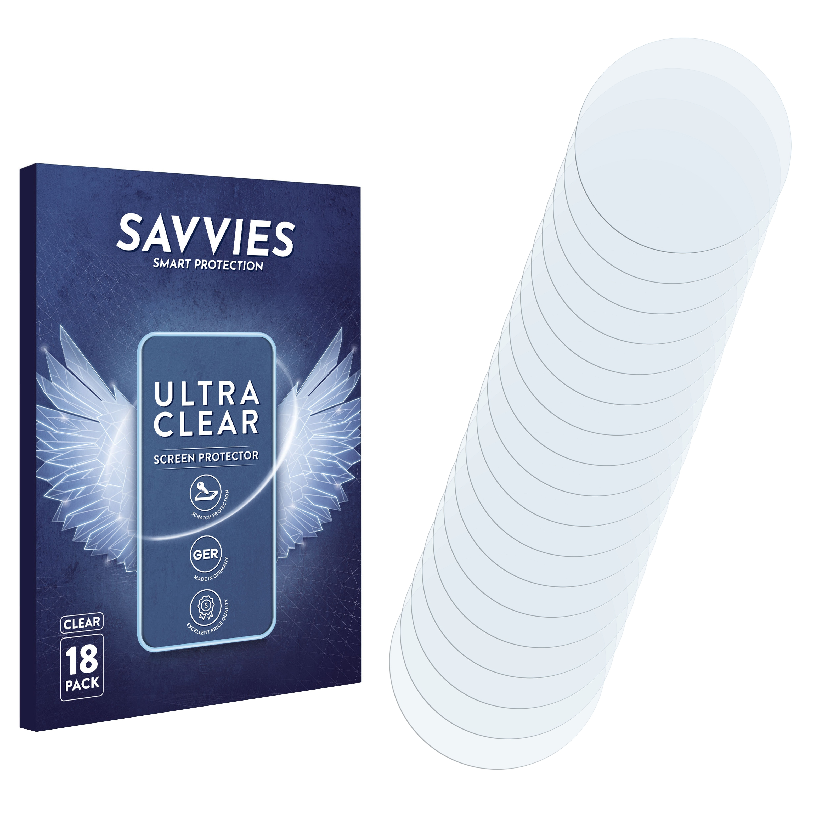 SAVVIES 18x klare Schutzfolie(für Fenix Solar Garmin Pro (47 7 mm))