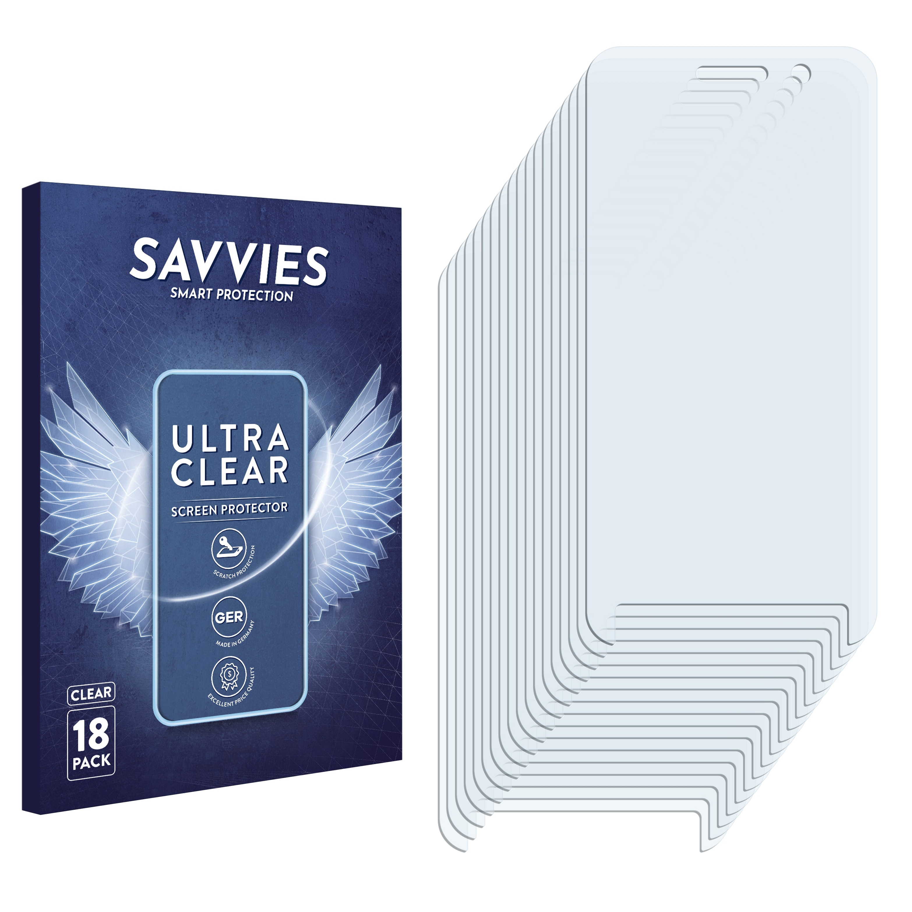 SAVVIES 18x klare Schutzfolie(für Point PM45) Mobile