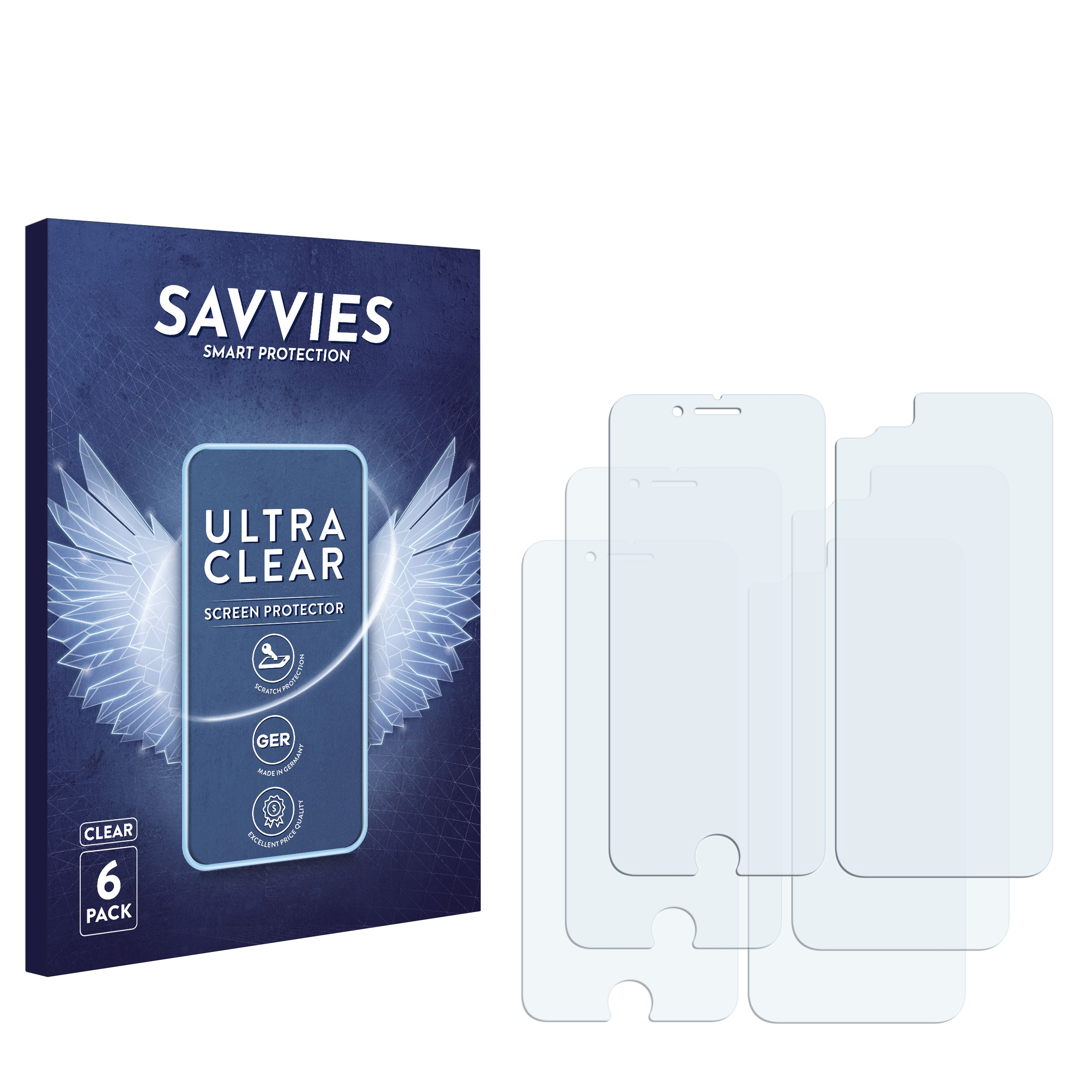 SAVVIES 3 klare 6x iPhone Apple Schutzfolie(für 2022) SE