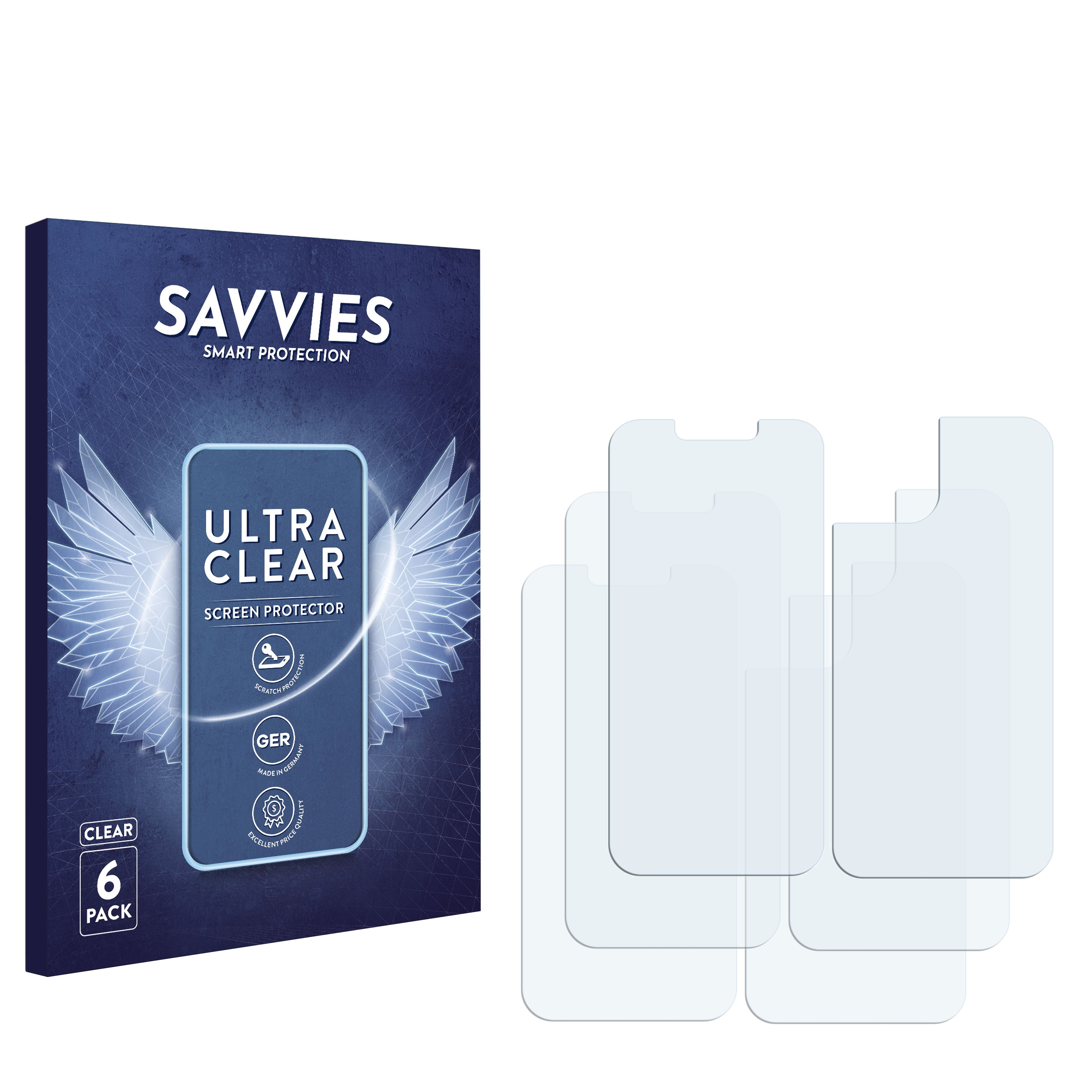 SAVVIES 6x klare Schutzfolie(für Apple 13) iPhone