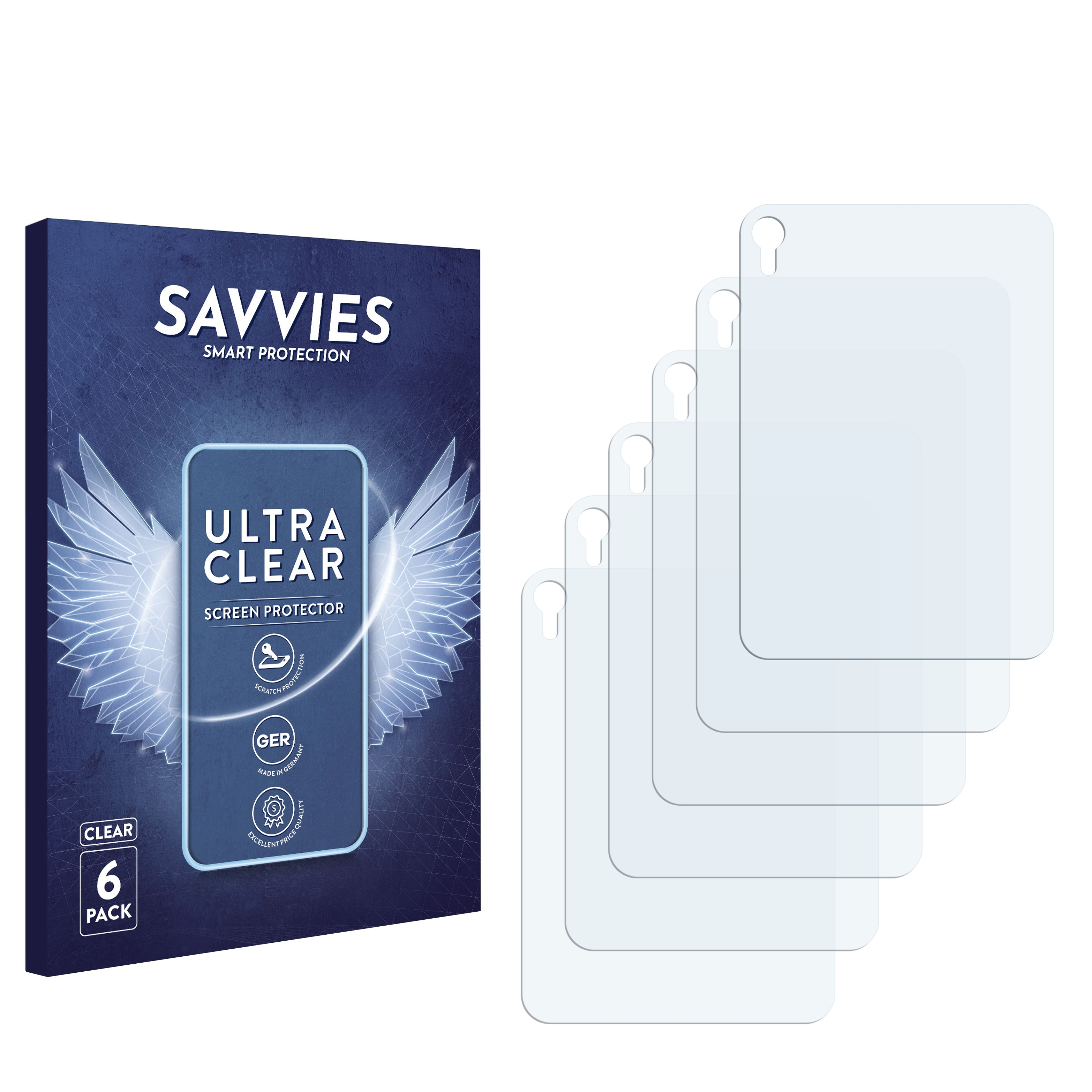 SAVVIES Schutzfolie(für Cellular 6 Mini klare WiFi iPad Apple 2021) 6x