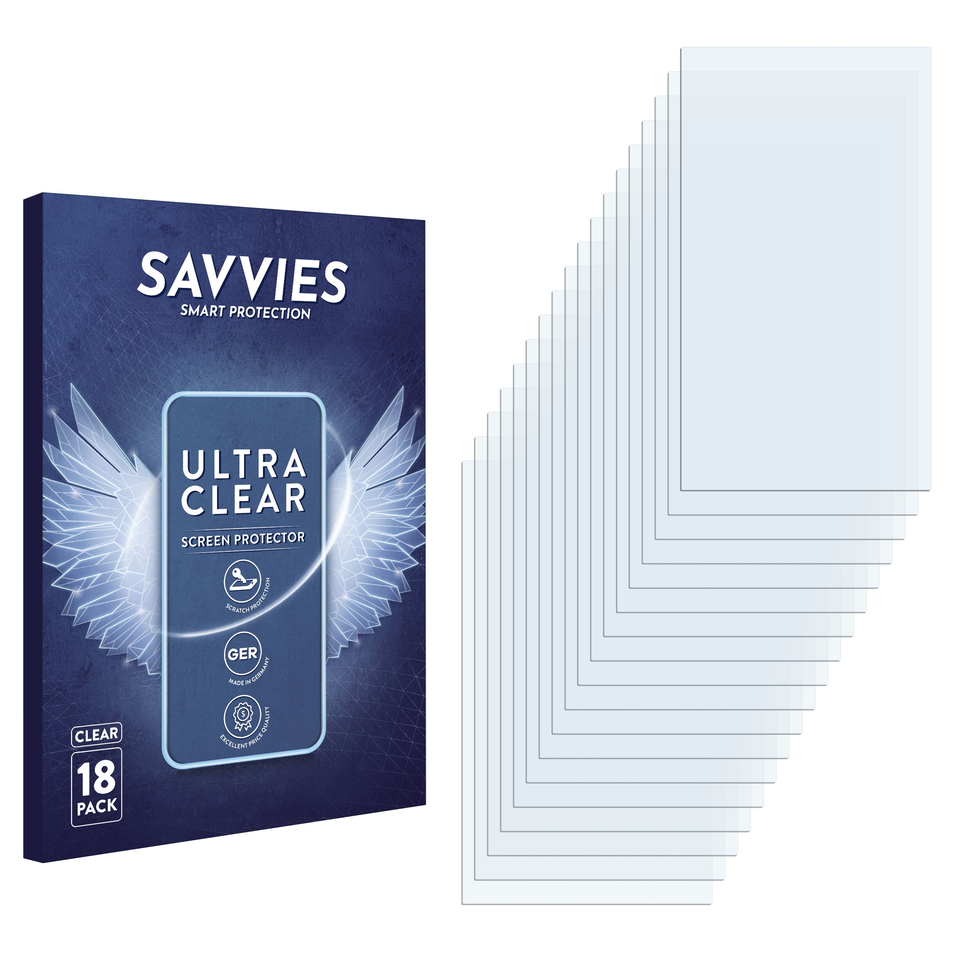 SAVVIES 18x klare Schutzfolie(für Futaba 10PX)