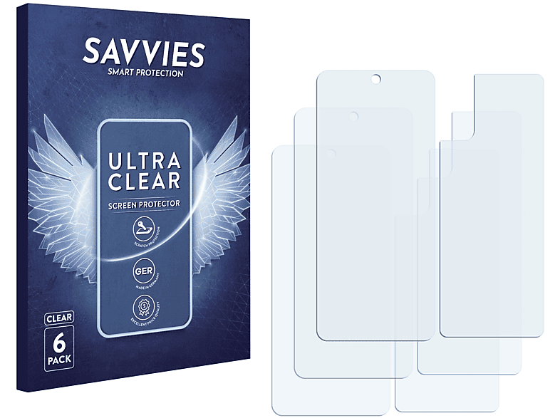 SAVVIES 6x klare Schutzfolie(für Xiaomi Redmi 5G) 10 Note