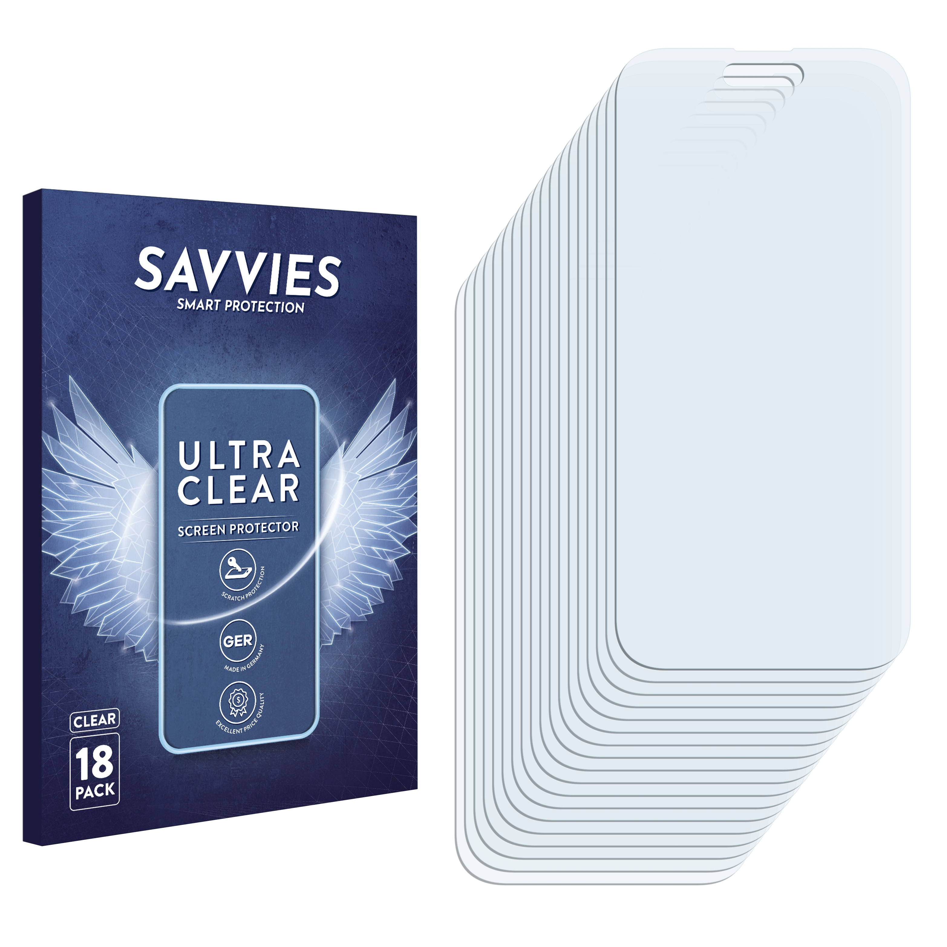SAVVIES 18x klare Schutzfolie(für Apple 14 Max) Pro iPhone