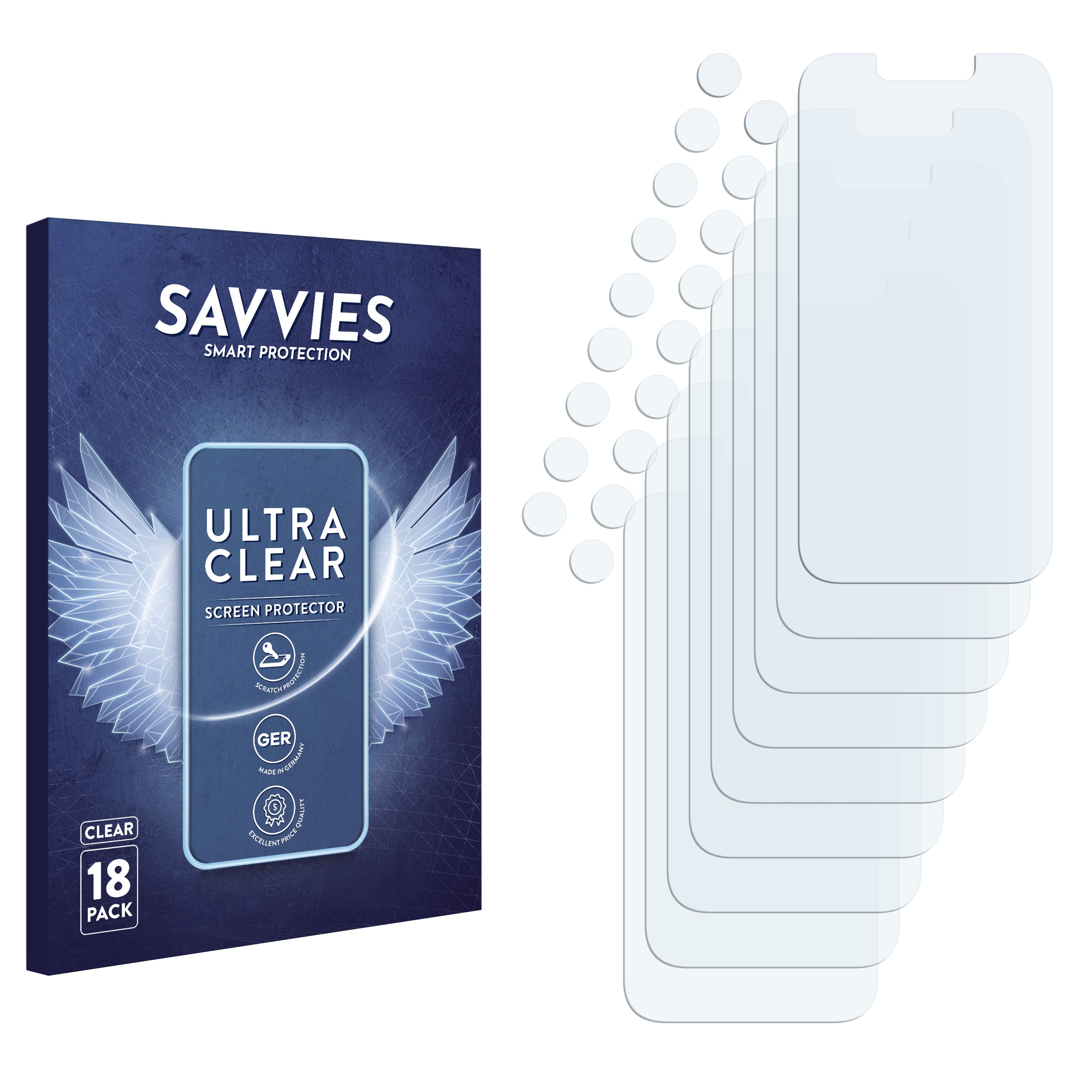 SAVVIES 18x klare Schutzfolie(für Apple 14) iPhone