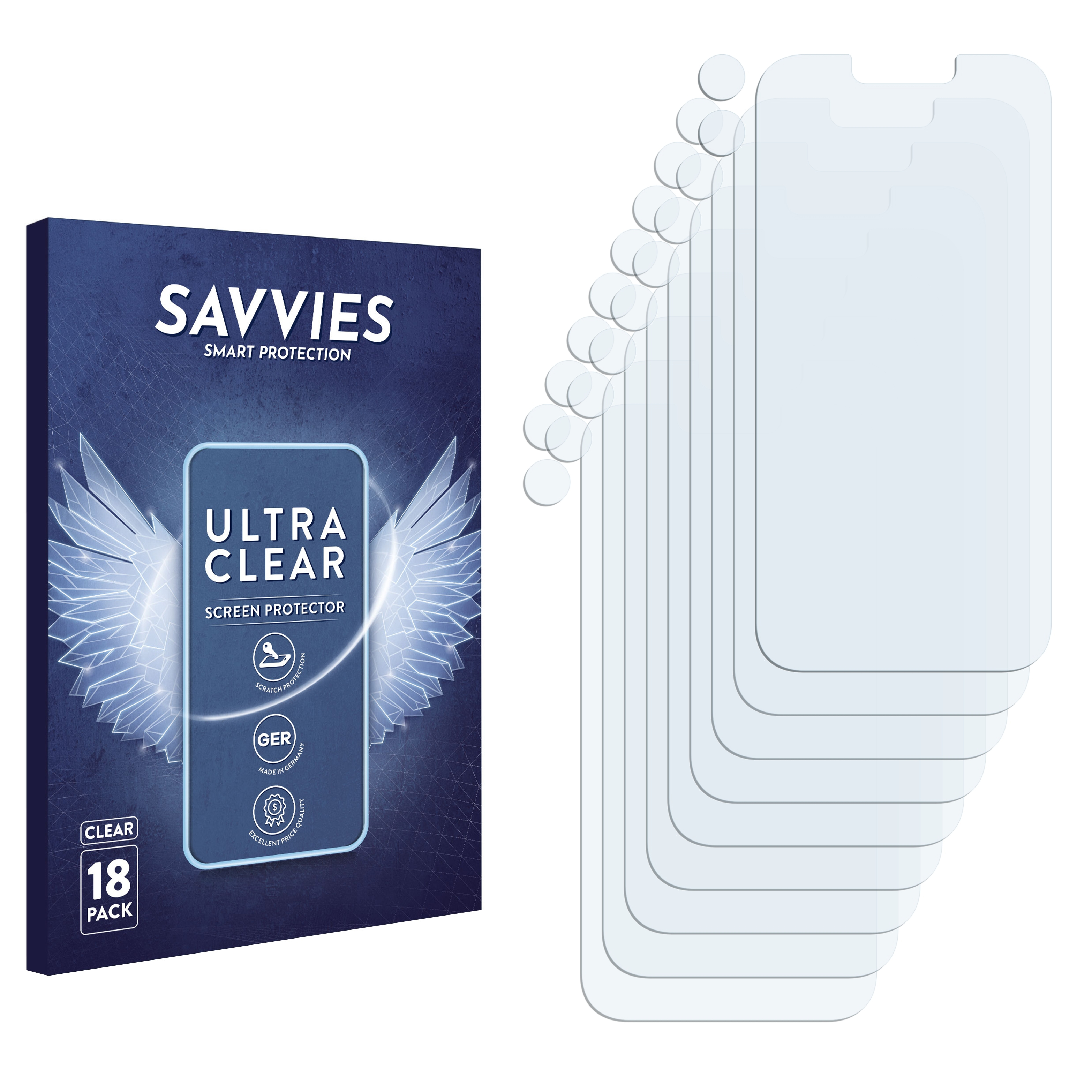 SAVVIES 18x klare Schutzfolie(für Apple 14 iPhone Plus)