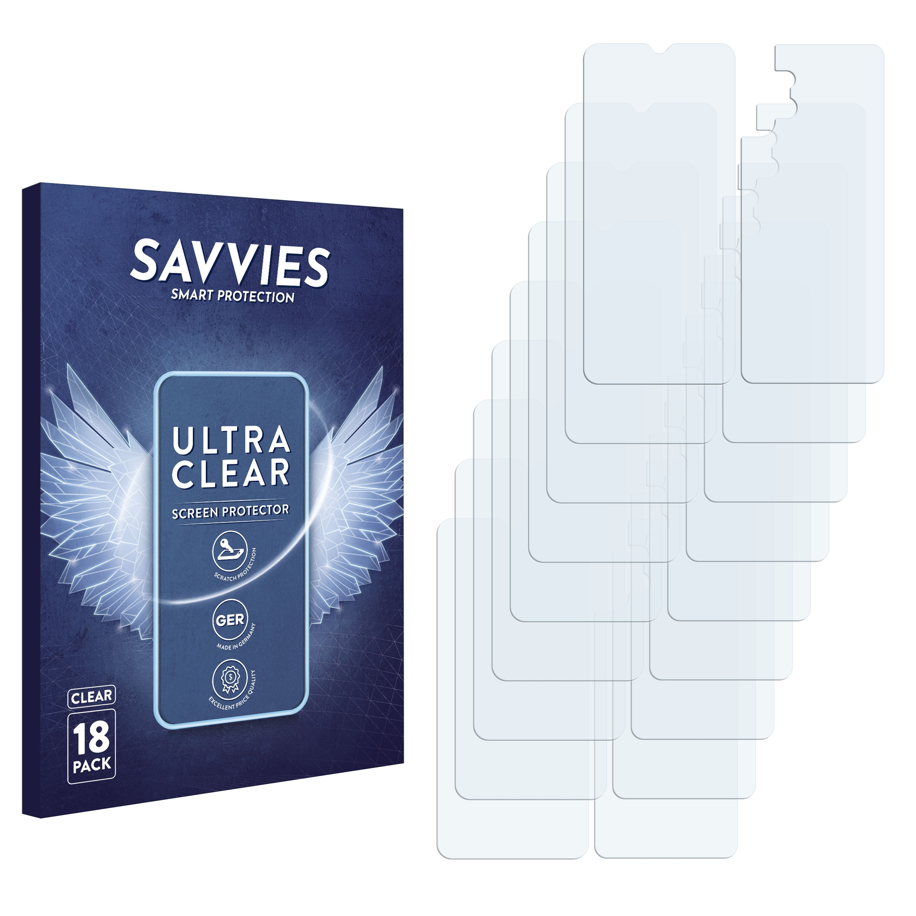 SAVVIES 18x klare Galaxy Schutzfolie(für A13 Samsung (Display+Rückseite))