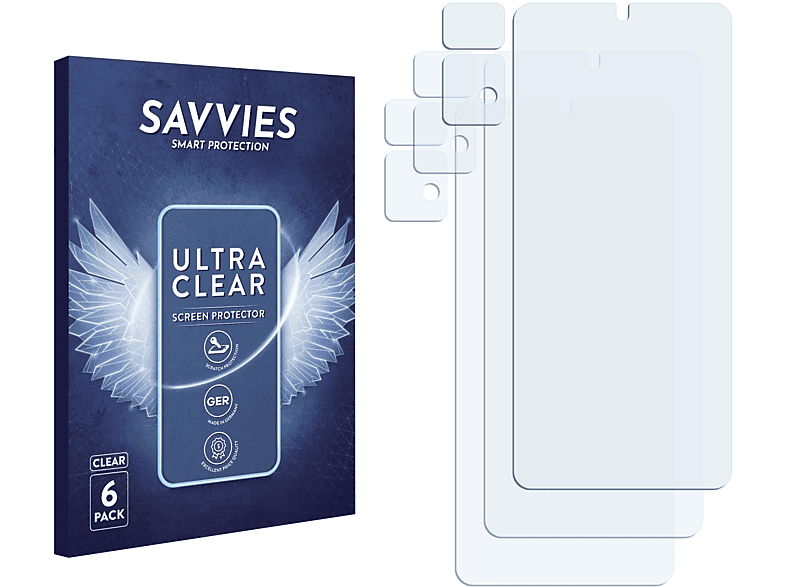 SAVVIES 6x 11 klare Xiaomi Schutzfolie(für Note Pro Redmi 5G)