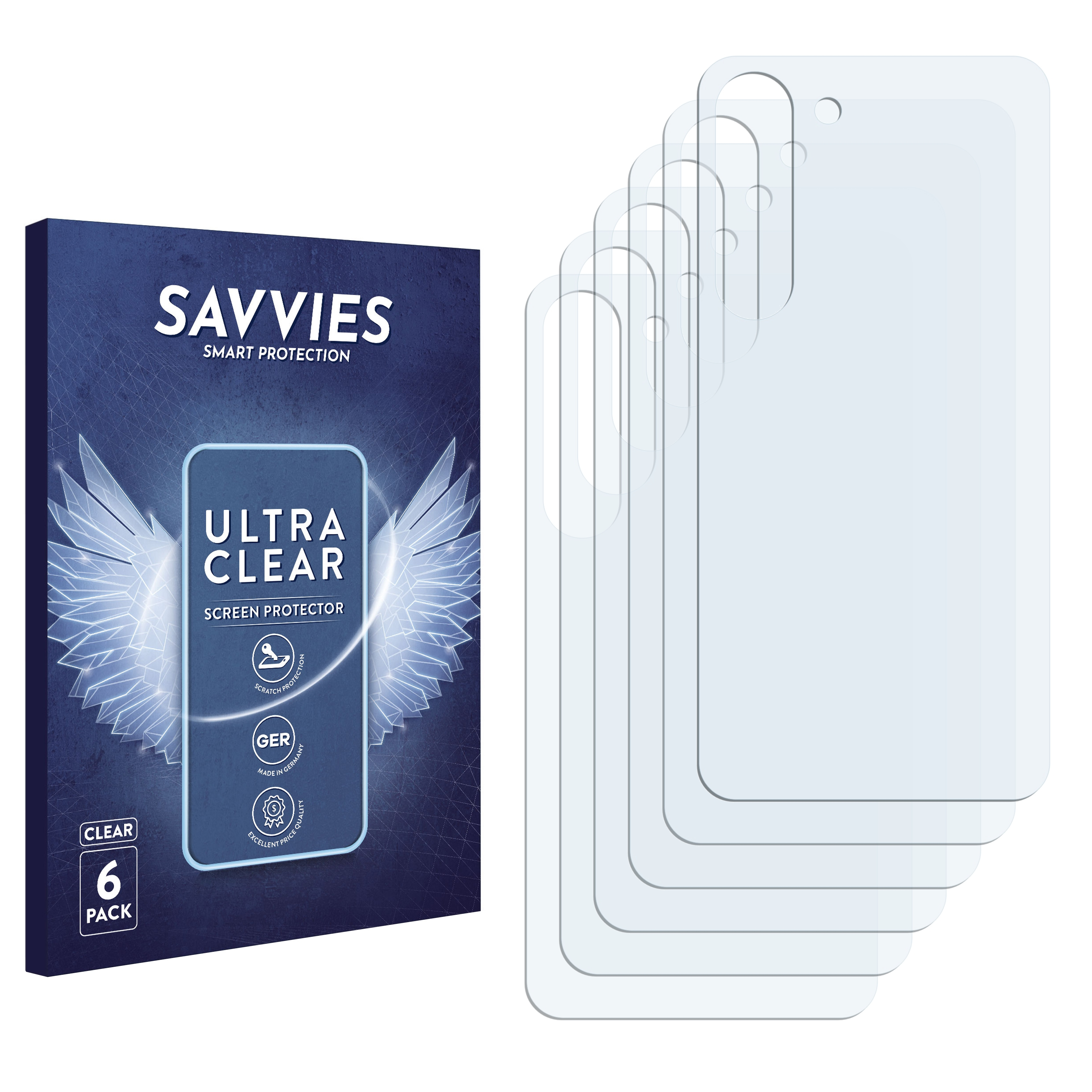 SAVVIES 6x Galaxy Samsung Schutzfolie(für klare S23 Plus)
