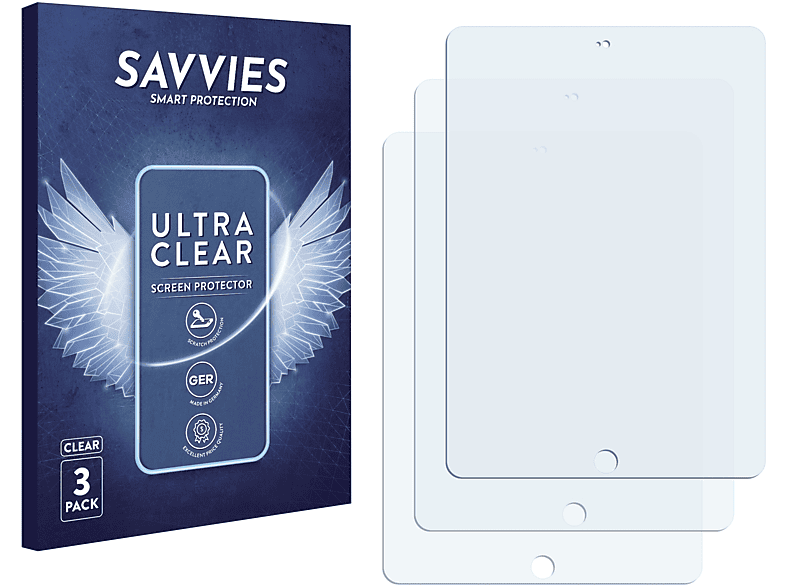 SAVVIES 3x klare Schutzfolie(für Apple iPad Air 2 2014)
