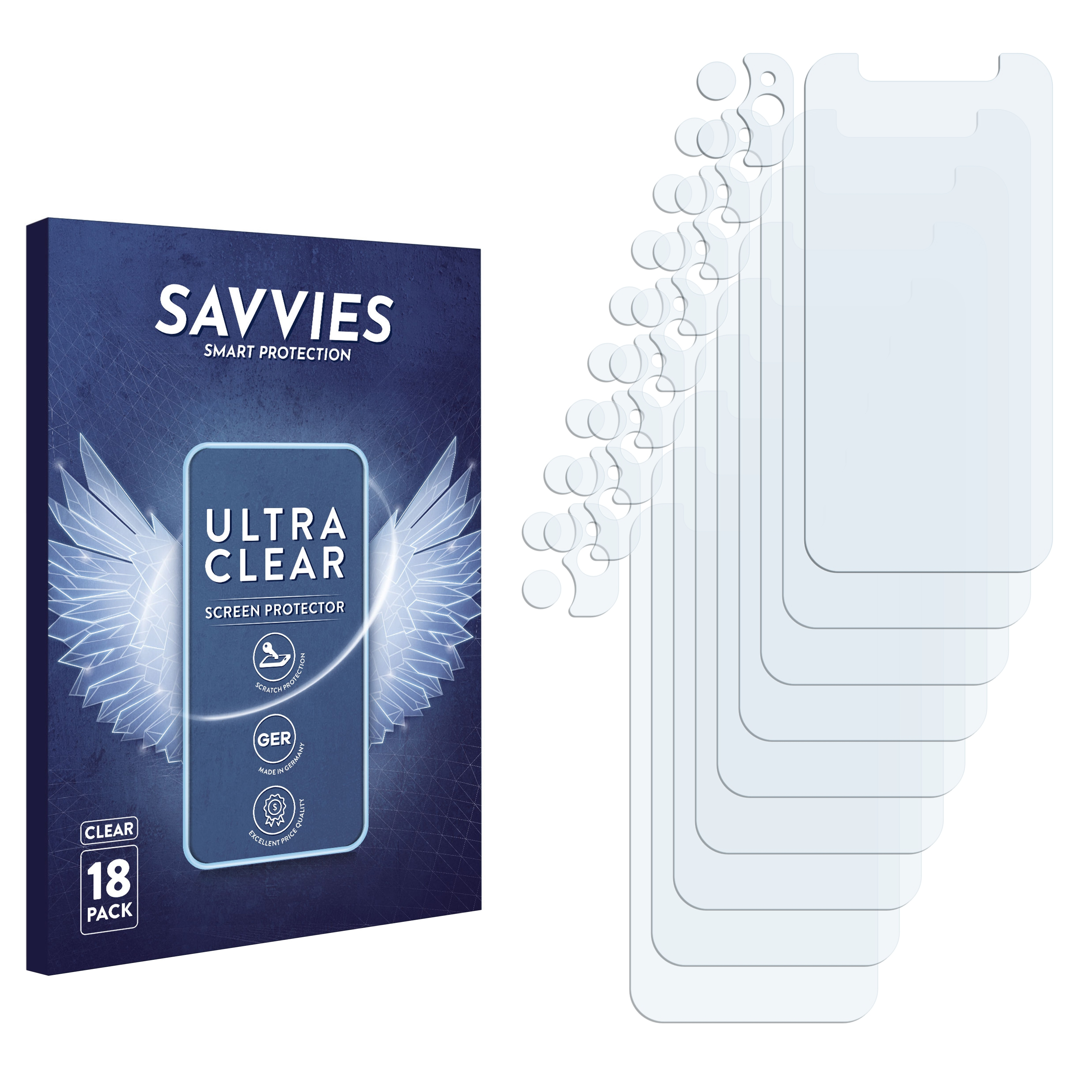 SAVVIES 18x klare 12 mini) Schutzfolie(für Apple iPhone