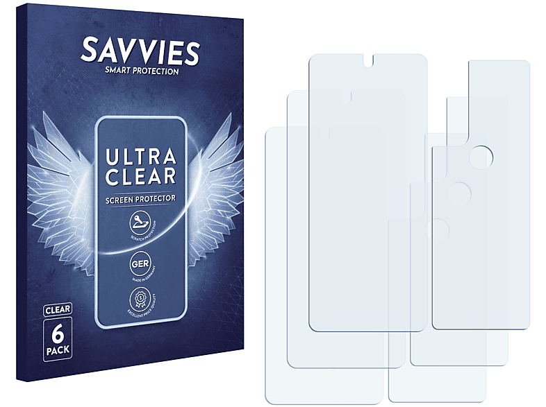 SAVVIES 6x klare Schutzfolie(für Motorola Edge (2021))
