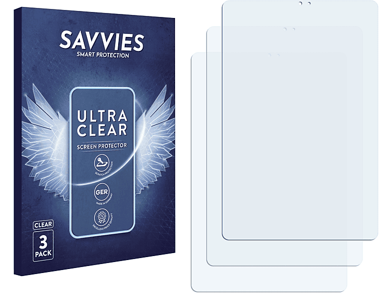 SAVVIES 3x klare Schutzfolie(für Samsung Galaxy Tab S6 LTE 5G 2020)