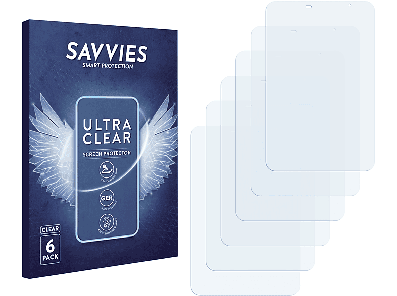 SAVVIES 6x klare Schutzfolie(für Samsung Galaxy Tab GT-P6201)