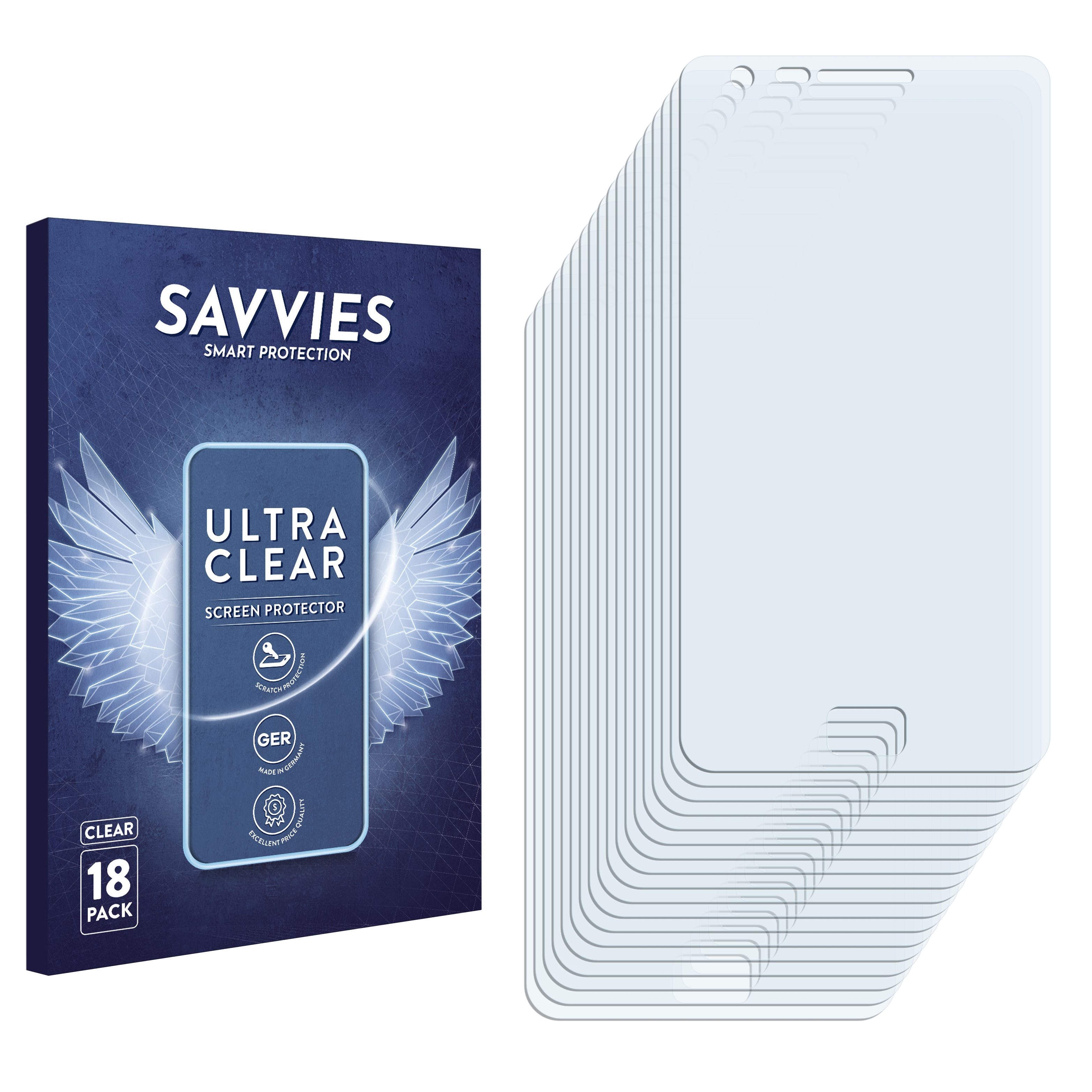 SAVVIES 18x klare Schutzfolie(für Samsung I9105) S2 Plus Galaxy
