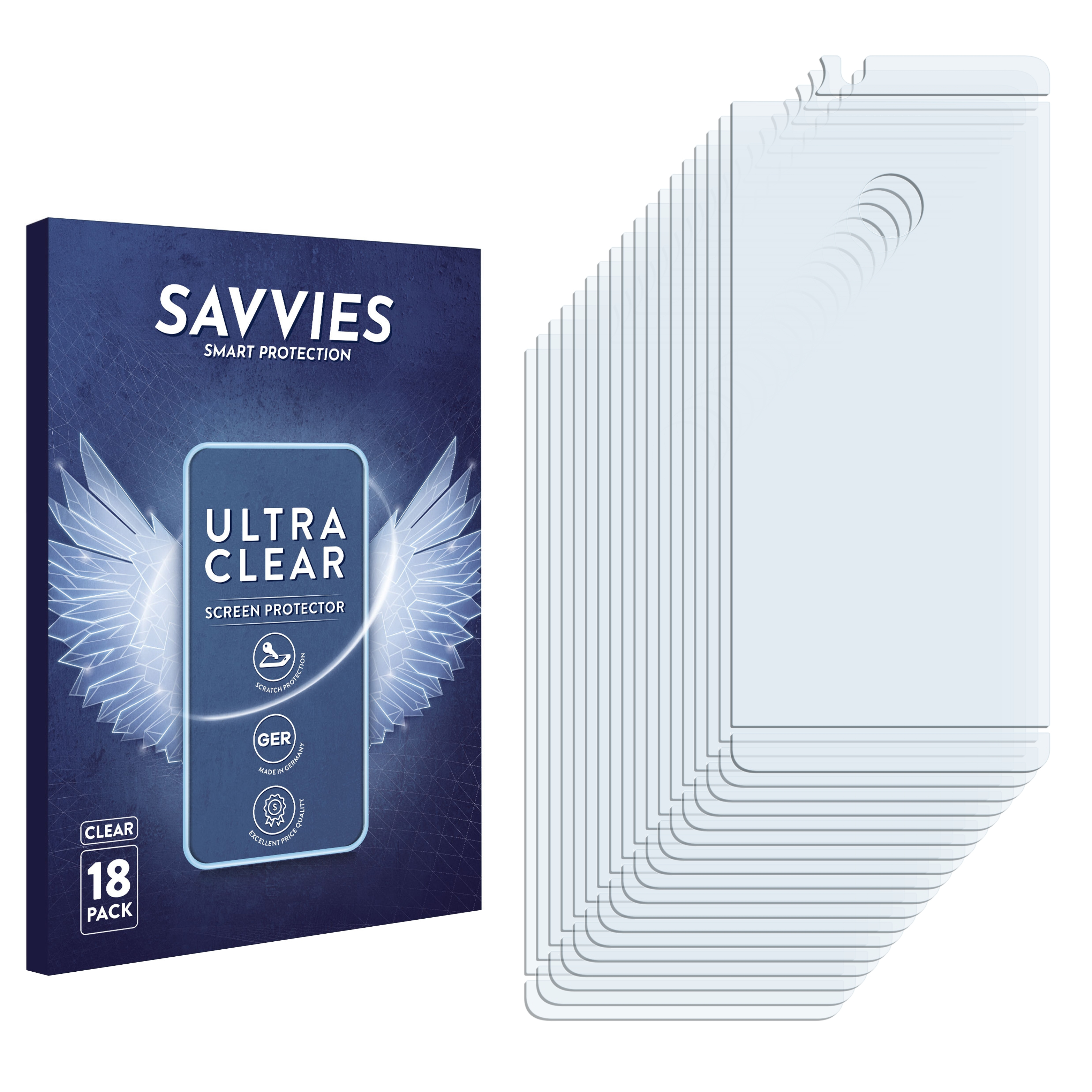 SAVVIES 18x klare Schutzfolie(für Huawei 2018) smart P