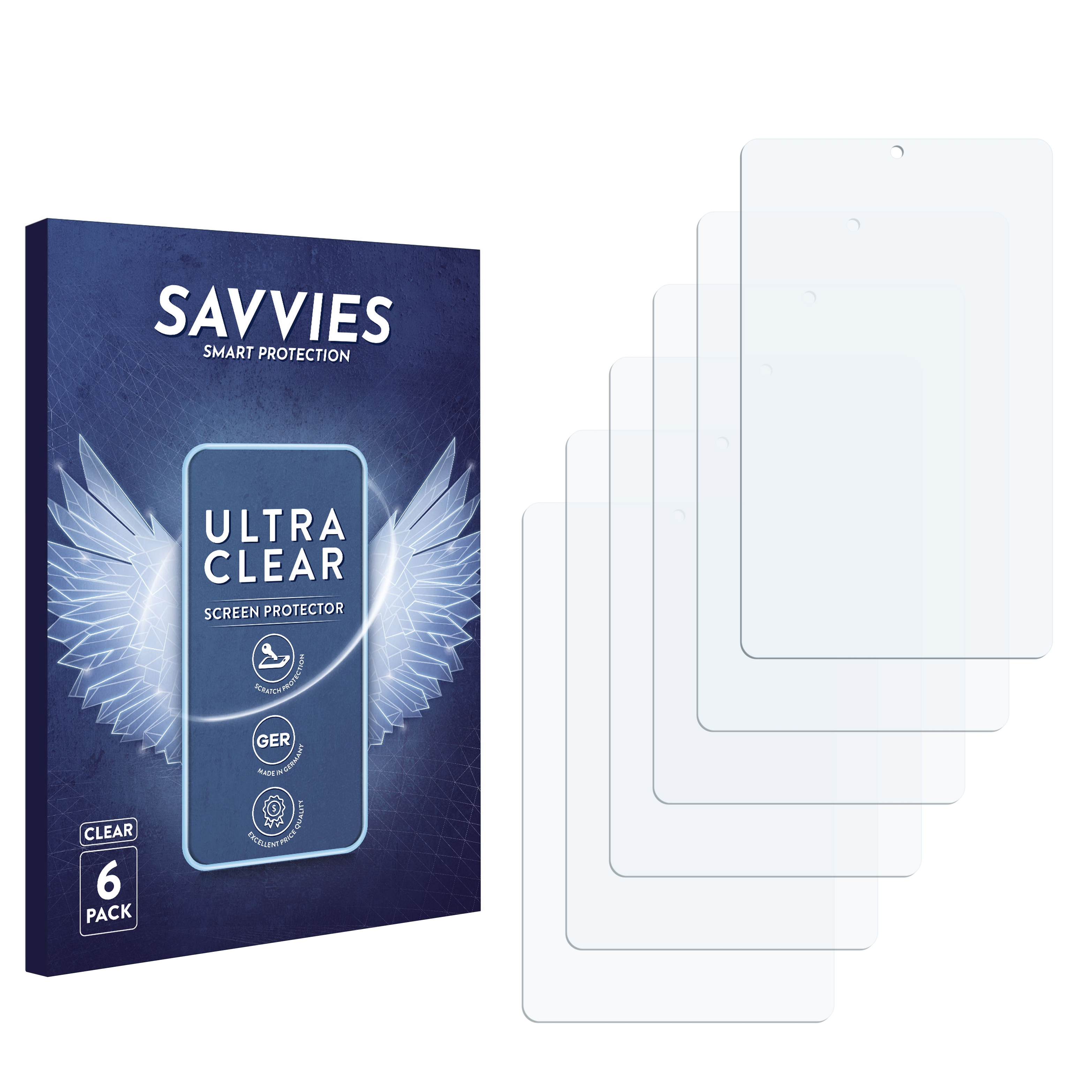 (8.0)) SAVVIES 3 Pixi 6x Schutzfolie(für Alcatel klare