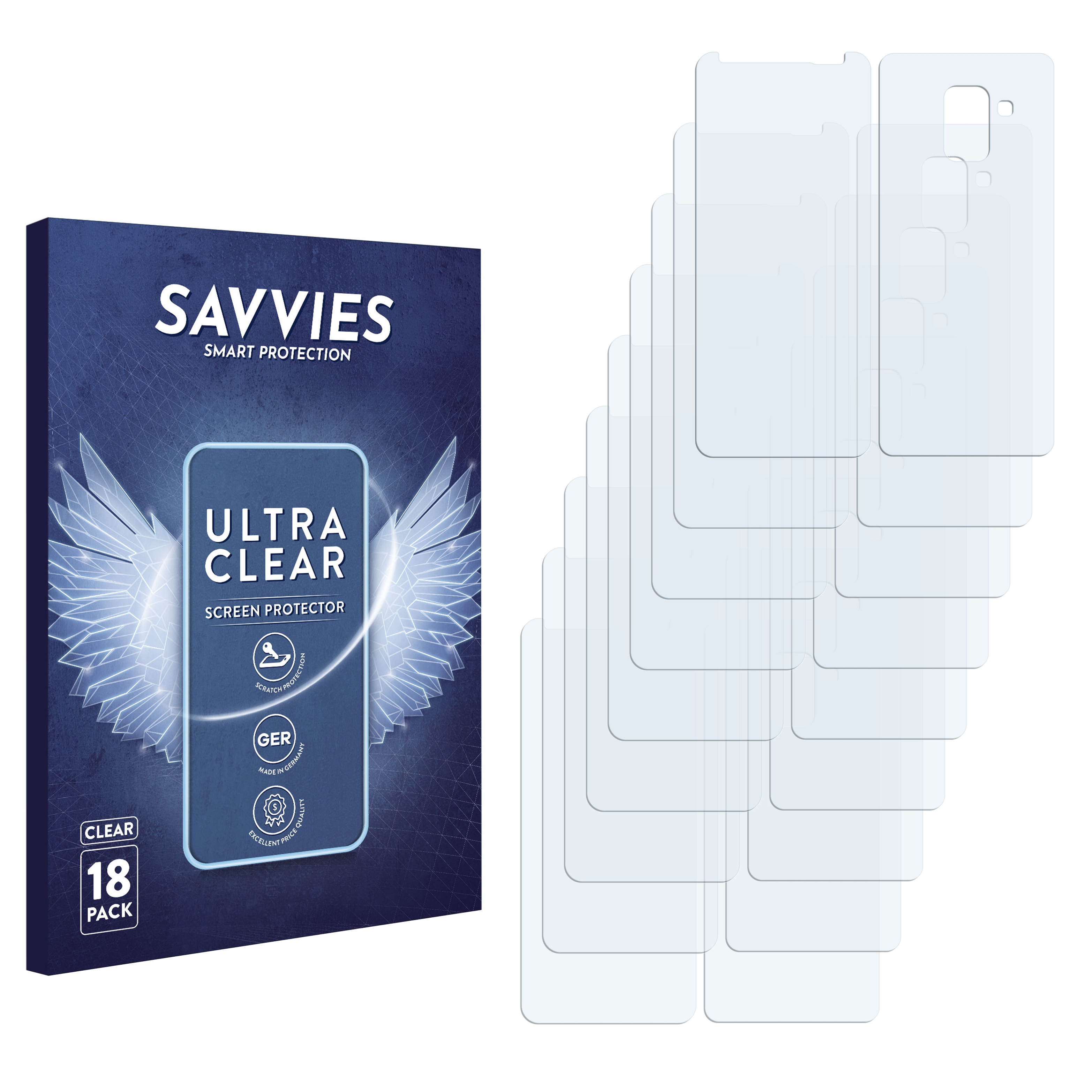 SAVVIES 18x klare A8 Schutzfolie(für Galaxy 2018) Samsung