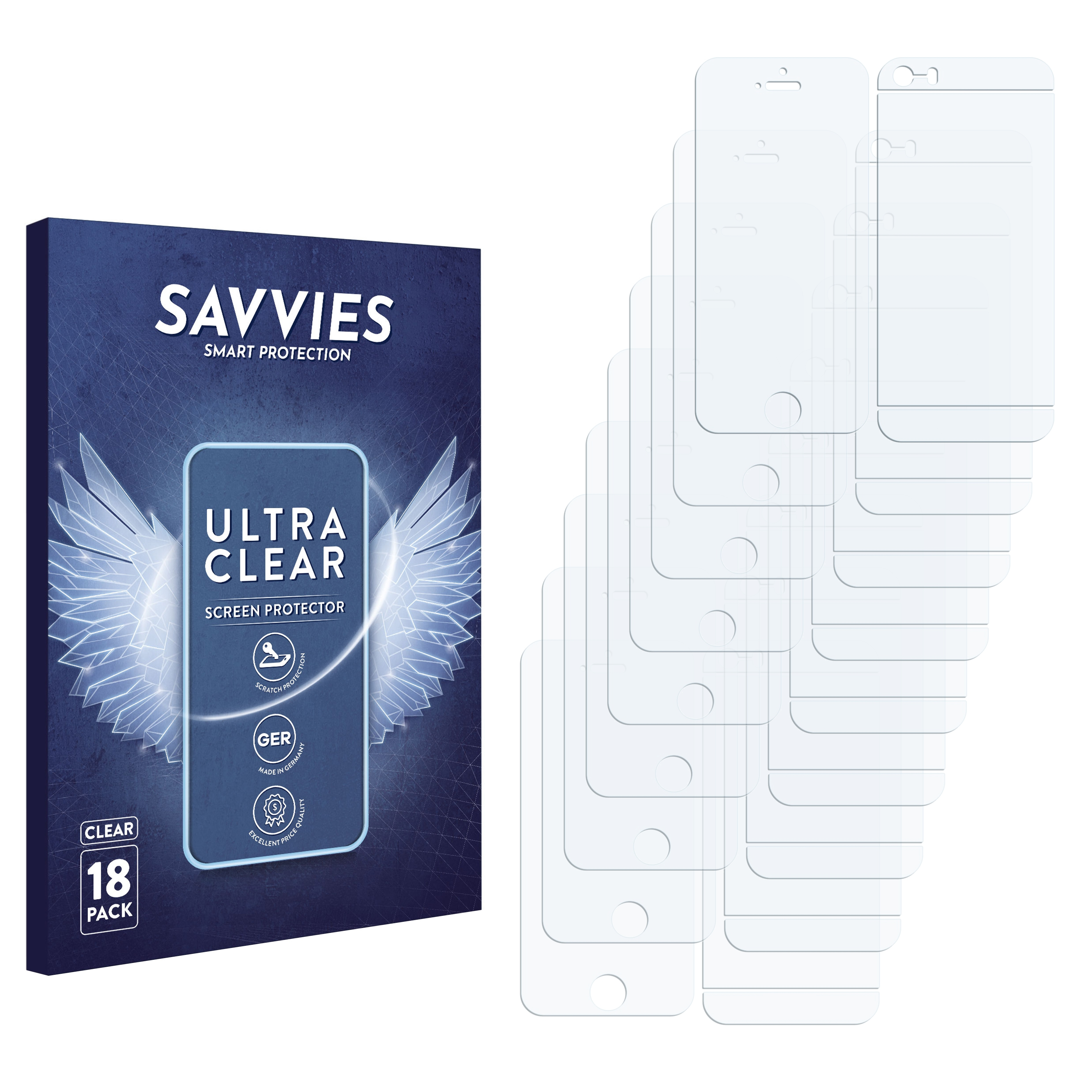 SAVVIES 18x klare 2016) iPhone Schutzfolie(für Apple SE