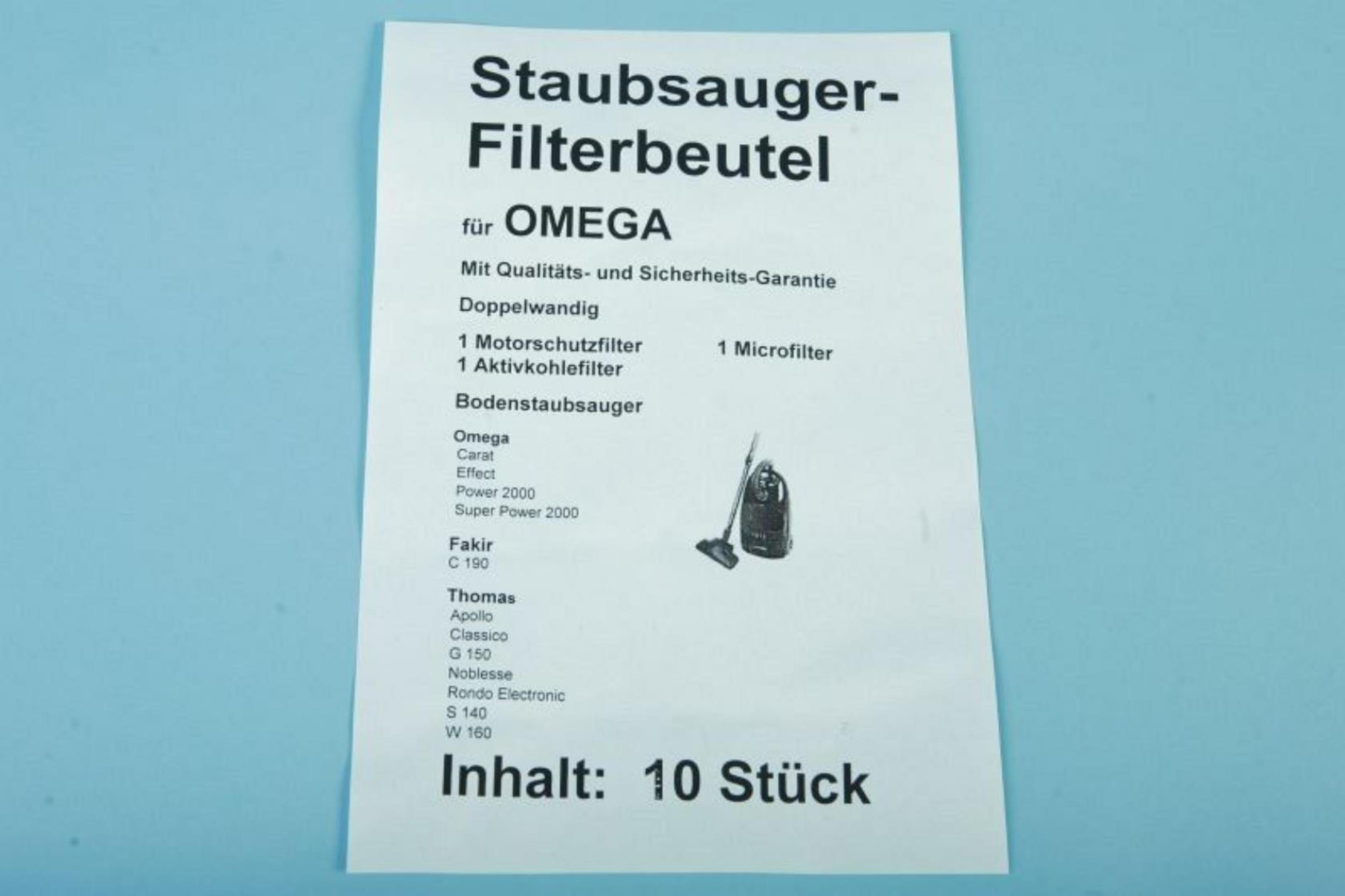 STAUBSAUGERLADEN.DE 10 Staubbeutel für Swirl passend Staubsaugerbeutel X28 Ersatz Omega, Thomas. für