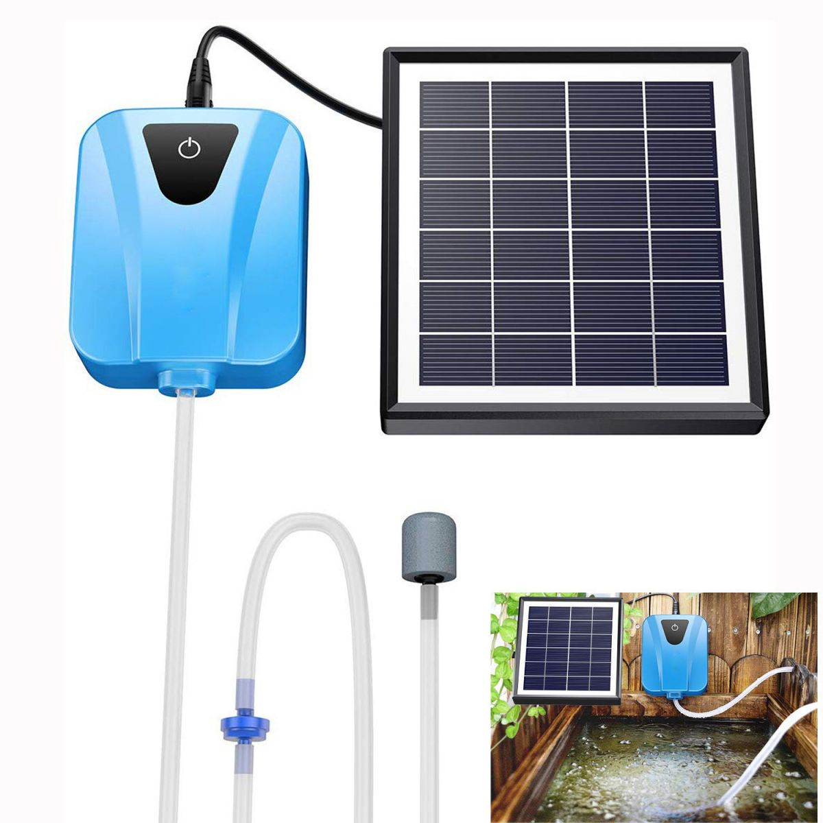 DEDOM Sauerstoffpumpe,Solarmodul,Teichbelüfter Luftpumpe,für Teich Blau Garten Aquarium Belüftungspumpe