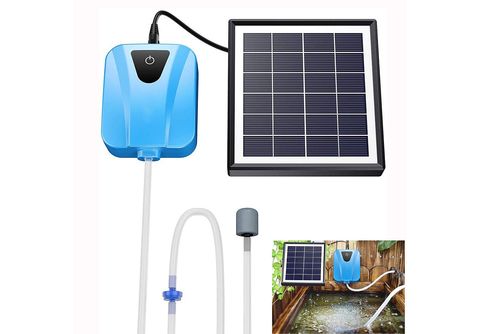 DEDOM Sauerstoffpumpe,Solarmodul,Teichbelüfter Luftpumpe,für Garten Teich  Aquarium Belüftungspumpe, Blau