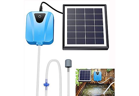 DEDOM Teichbelüfter Luftpumpe,Sauerstoffpumpe,Solarmodul,für Garten Teich  Aquarium Belüftungspumpe, Blau