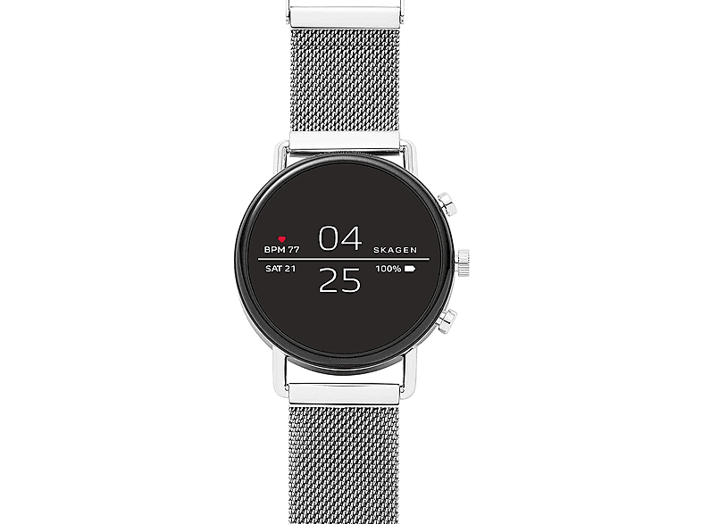 SKAGEN Smartwatch Skagen SKT5102 Smartwatch Edelstahl silicone, 185 mm, Silver/Black