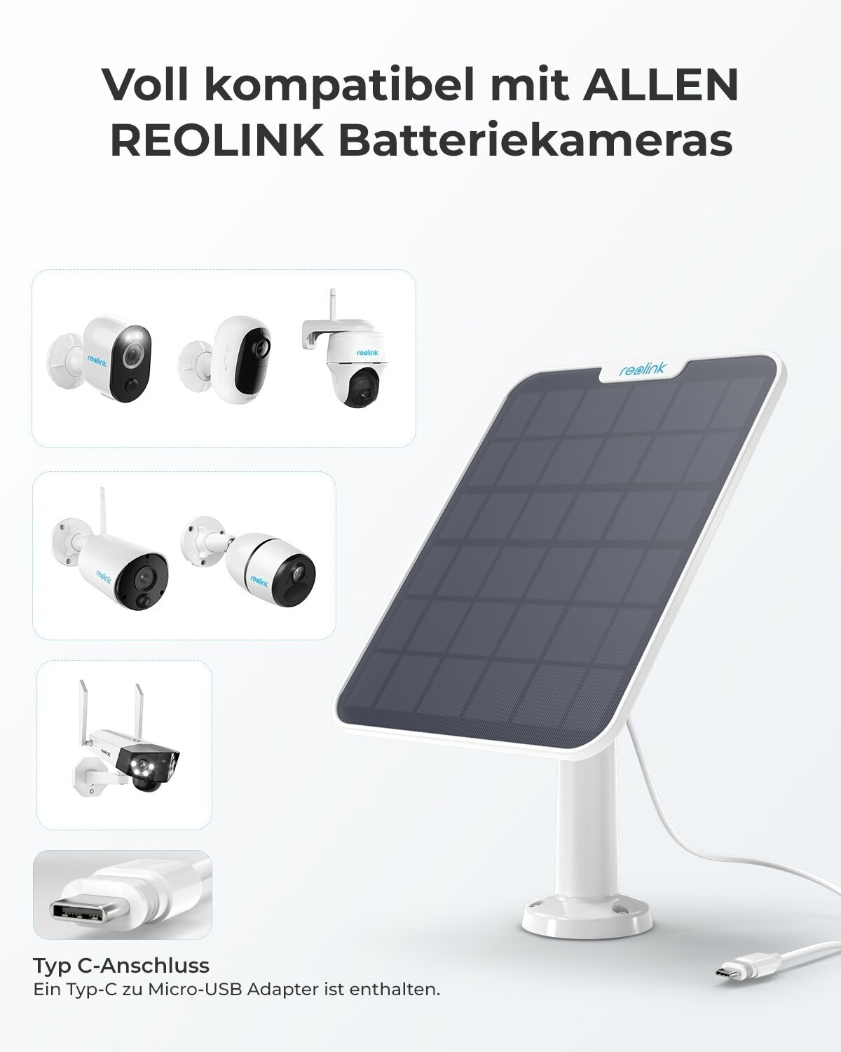 (6W), Weiß Solarpanel2 REOLINK Überwachungskamera