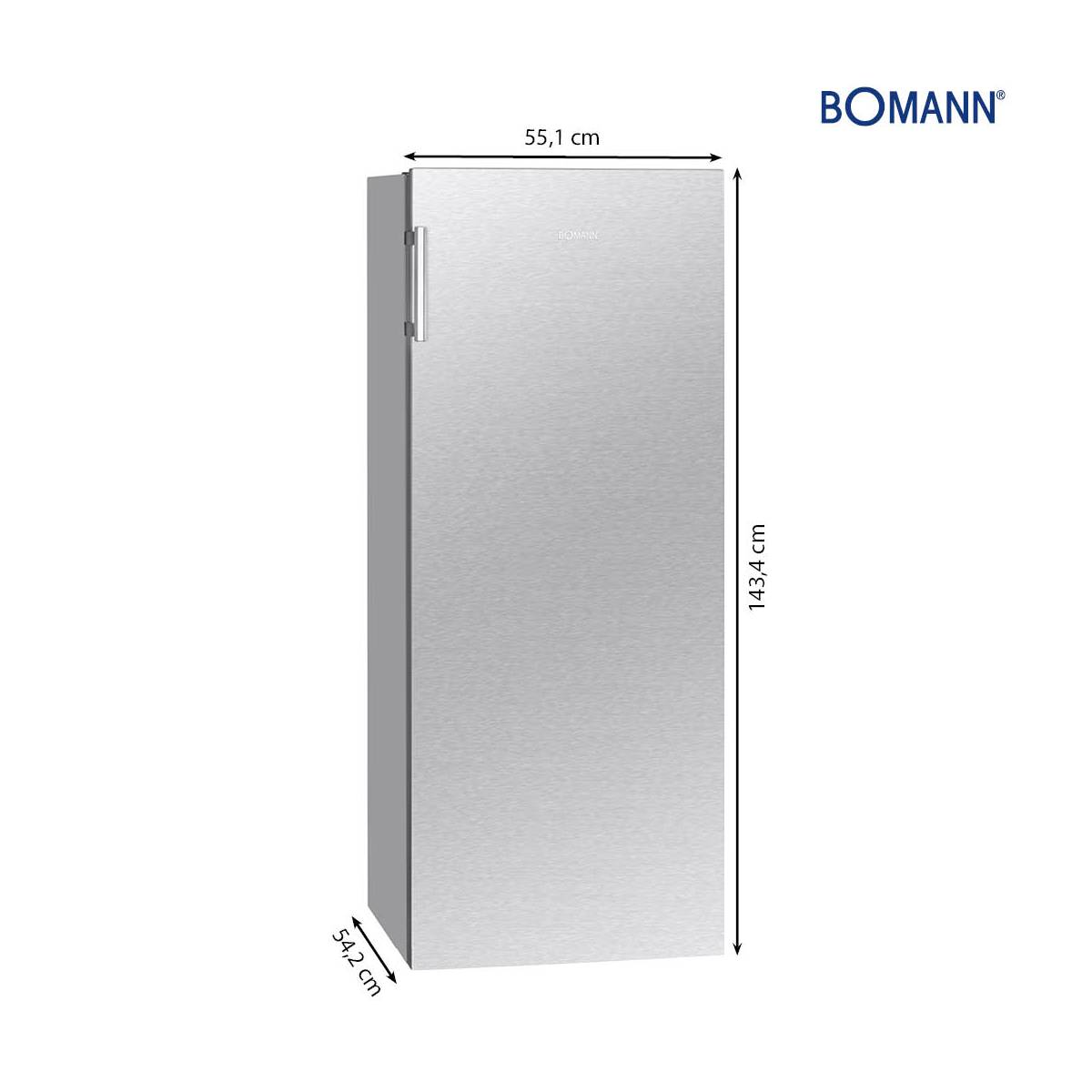 BOMANN VS 7316.1 Kühlschrank (E, hoch, Silber) cm 143,4