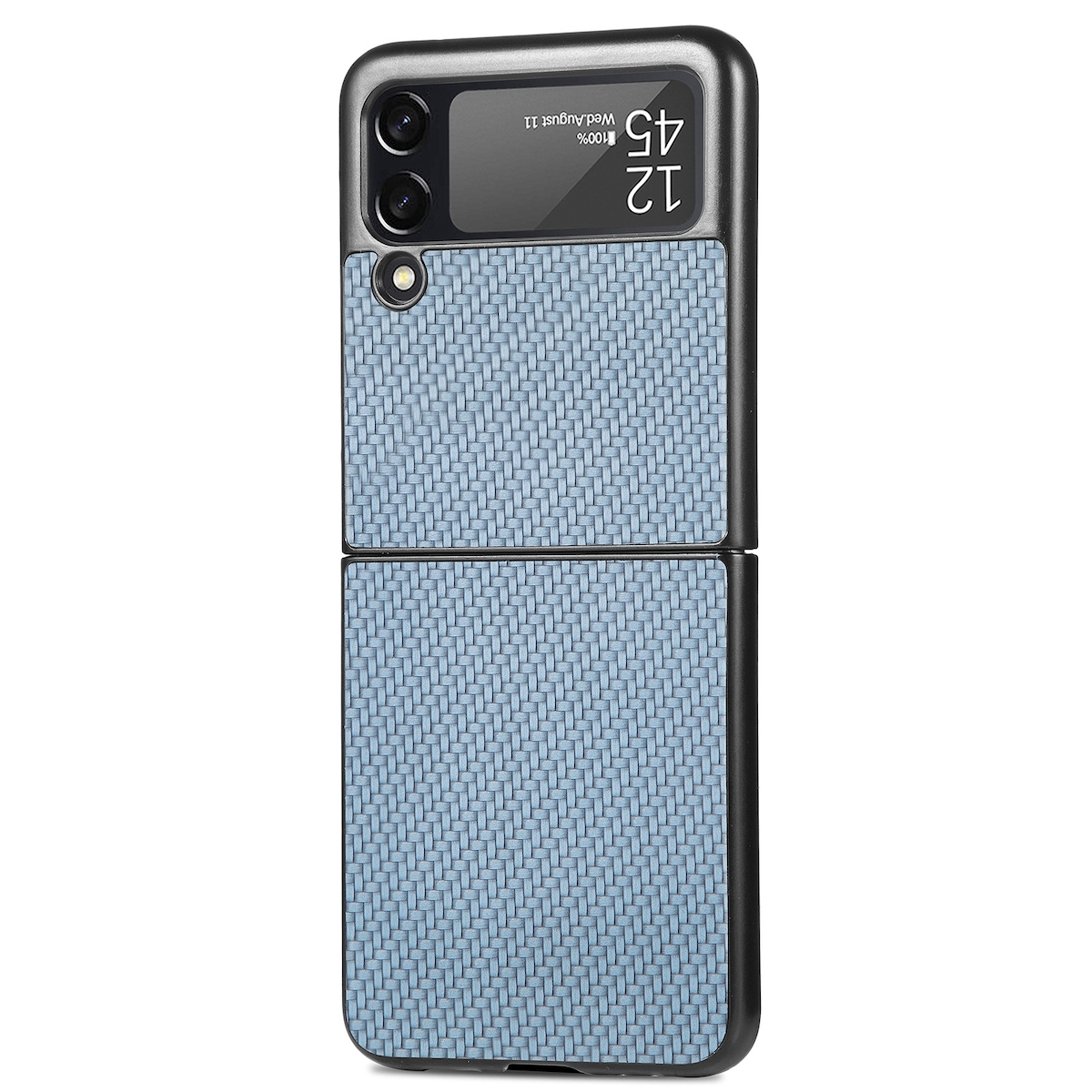 WIGENTO Struktur Design Tasche Cover, Flip4, Quermuster, mit Galaxy Blau Samsung, Z Flip
