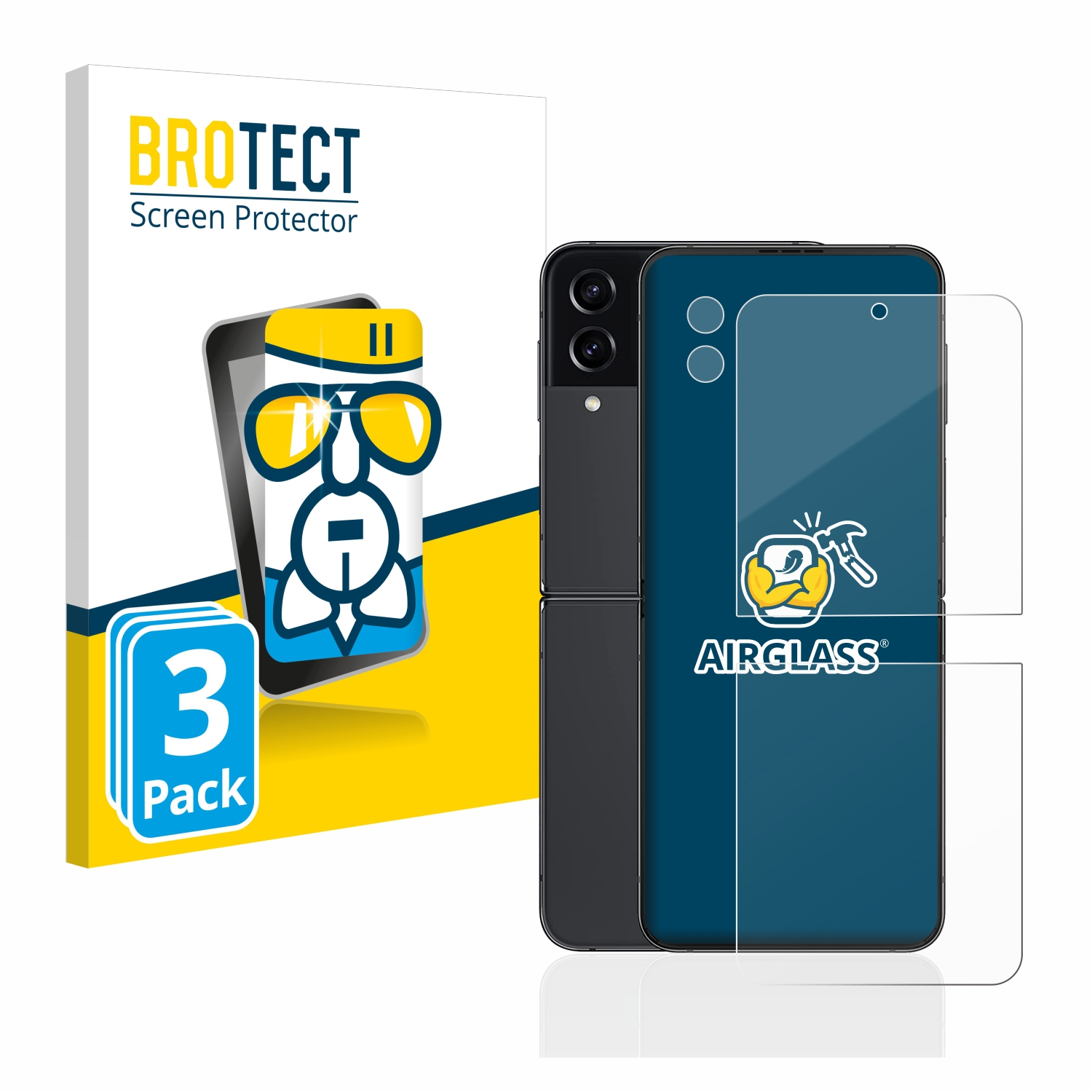3x klare Airglass Galaxy BROTECT Schutzfolie(für Flip 4) Samsung Z