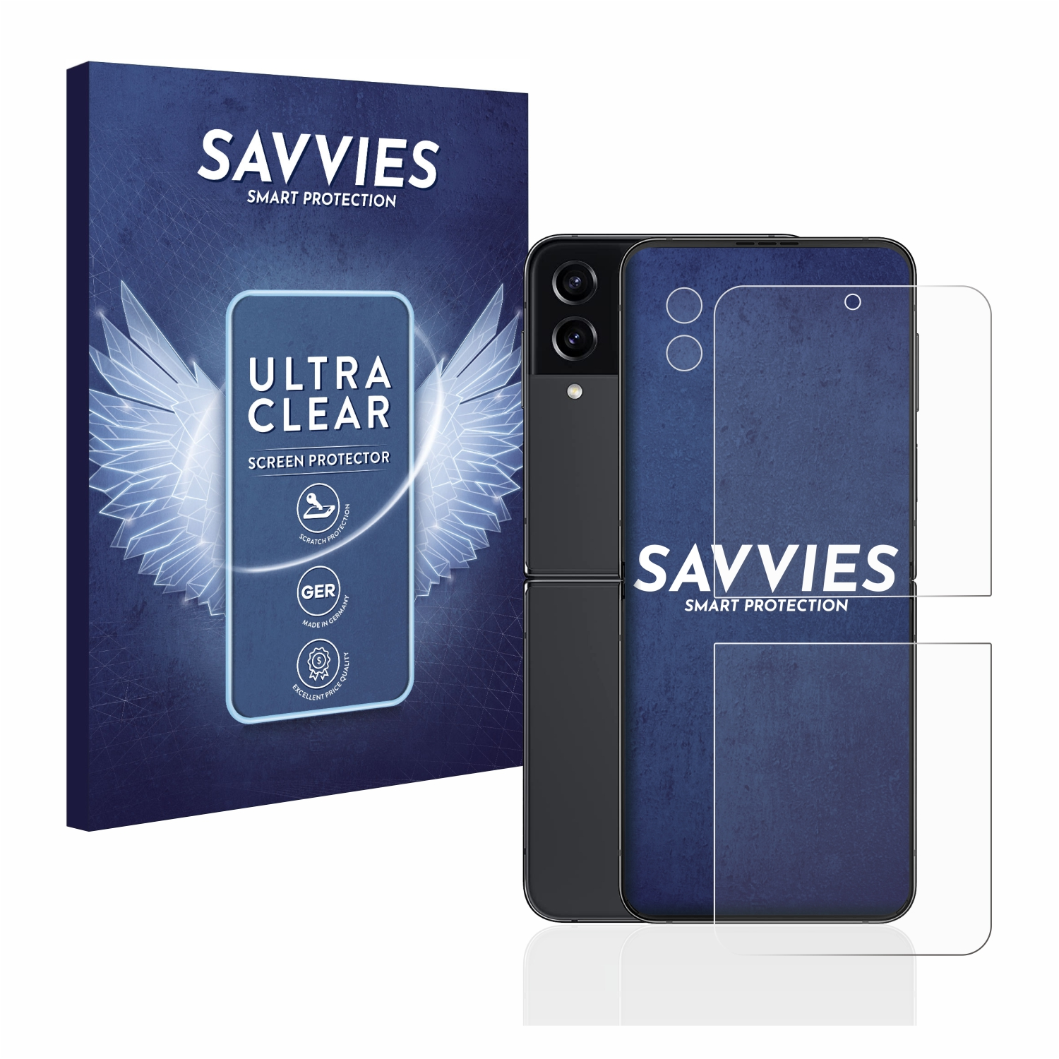 4) 18x klare SAVVIES Galaxy Flip Schutzfolie(für Z Samsung