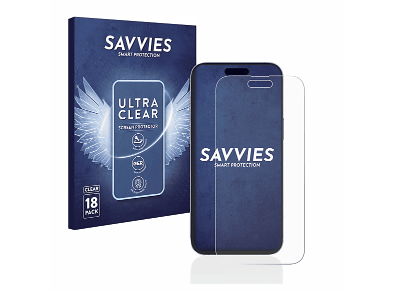 Pro 14 Apple klare Max) SAVVIES iPhone Schutzfolie(für 18x