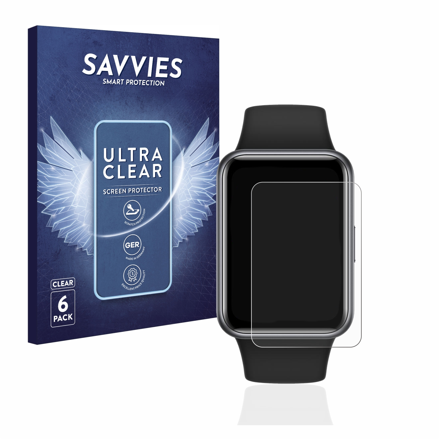 Fit SAVVIES Huawei klare 2) 6x Watch Schutzfolie(für