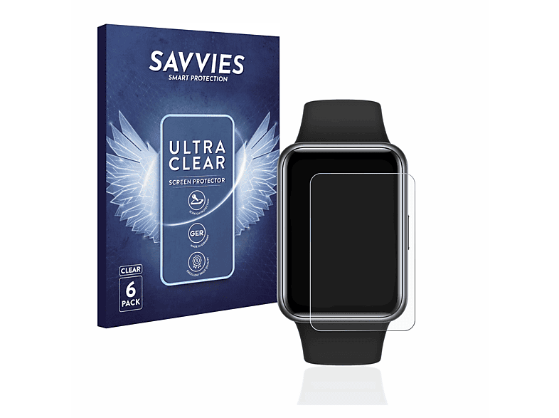 6x klare Huawei SAVVIES Fit Watch 2) Schutzfolie(für