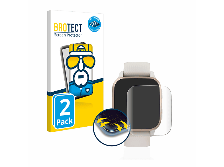 BROTECT 2x Flex Fullscreen 3D Curved Schutzfolie (für Garmin Venu Sq 2 Music)