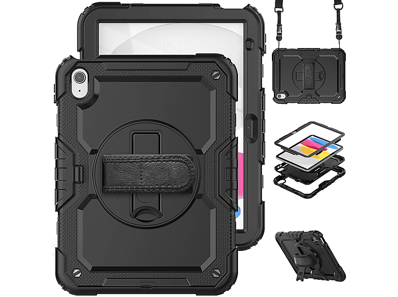 WIGENTO Hybrid Outdoor Tasche Cover, Backcover, Apple, iPad 10.9 2022 10 Gen., Schwarz