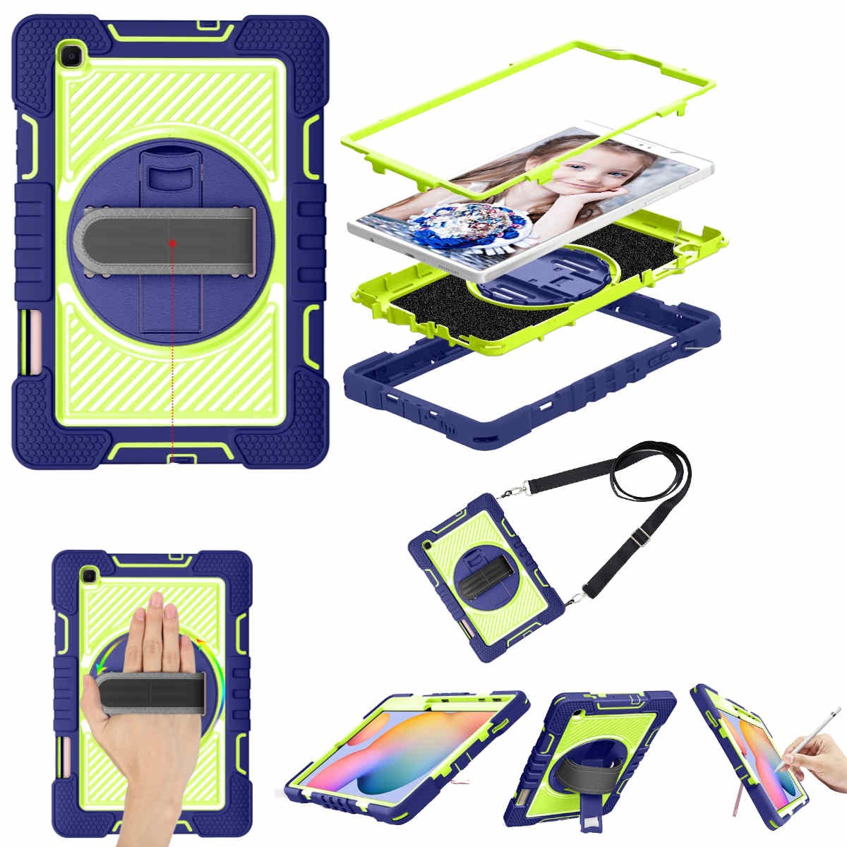 WIGENTO Hybrid Outdoor Tasche 8.7, Lite Full 2021 Cover, Galaxy Samsung, Tab Grün Cover, Blau / A7